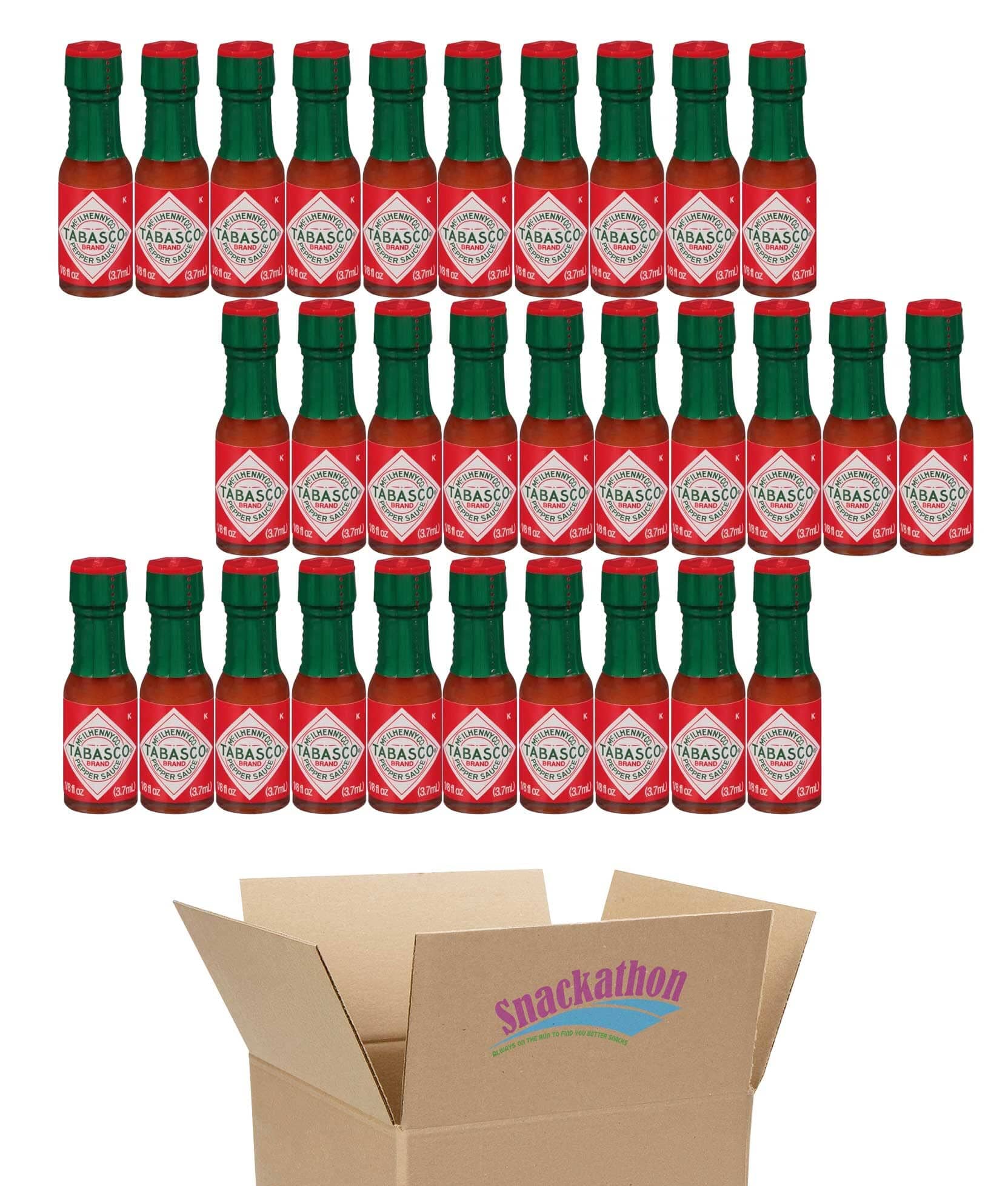 Miniature Hot Sauce Bottles, 1/8 Ounce, Pack of 30 Snackathon