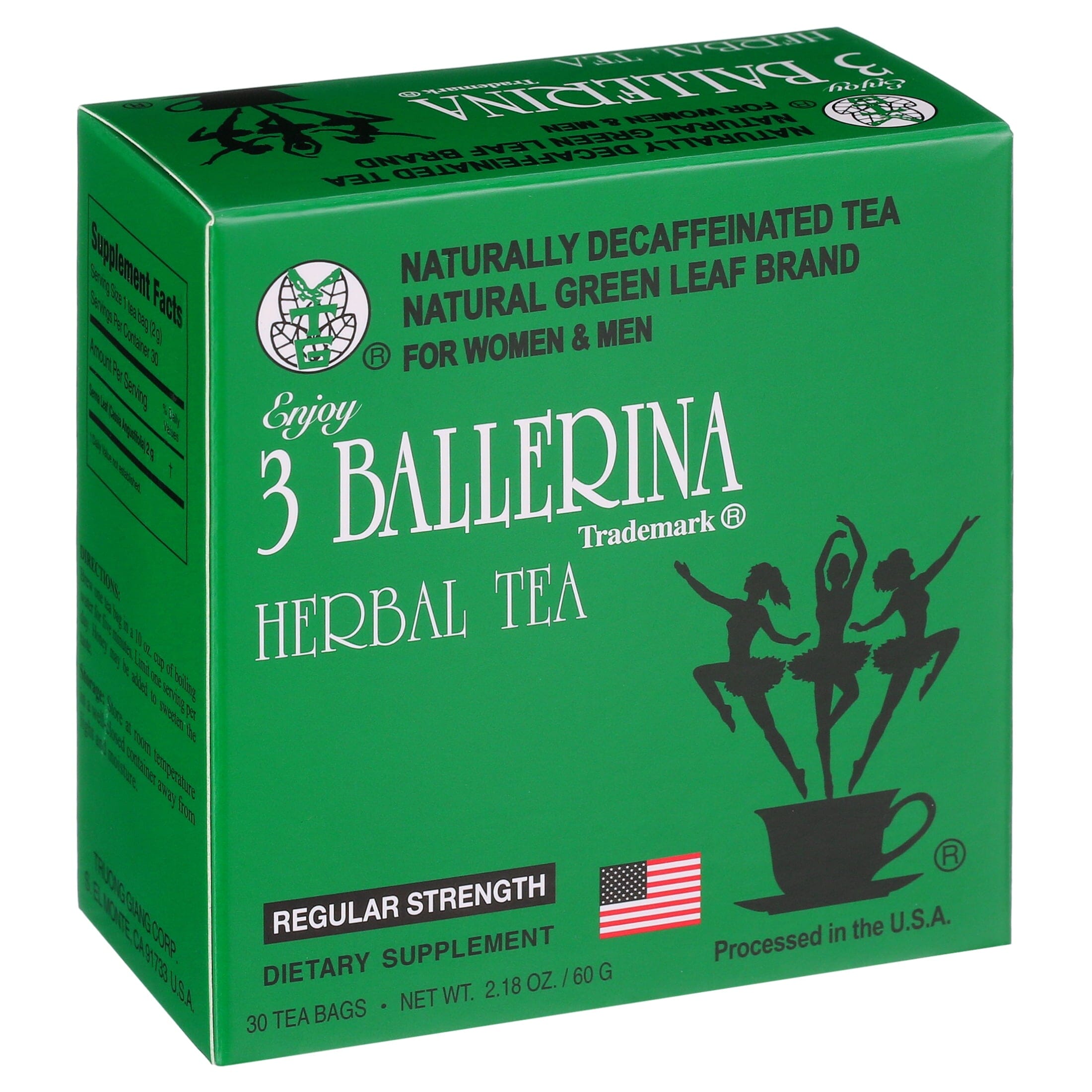 3 Ballerina Herbal Tea Men And Women Dieters' Drink Regular Strength 30 Tea Bags 3 Ballerina 