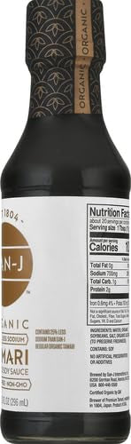 San-J Organic Tamari Soy Sauce Wheat Free Less Sodium 10 Ounce