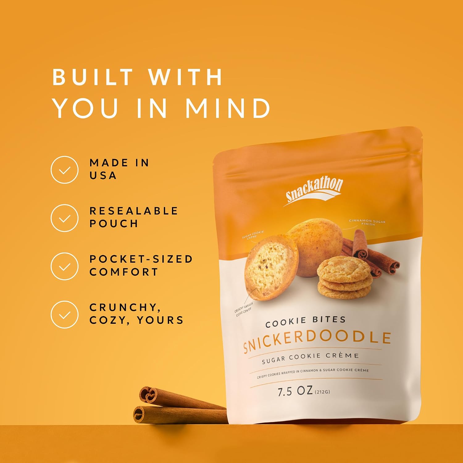 Snackathon Snickerdoodle Cookie Bites, Crispy Mini Cookie Balls