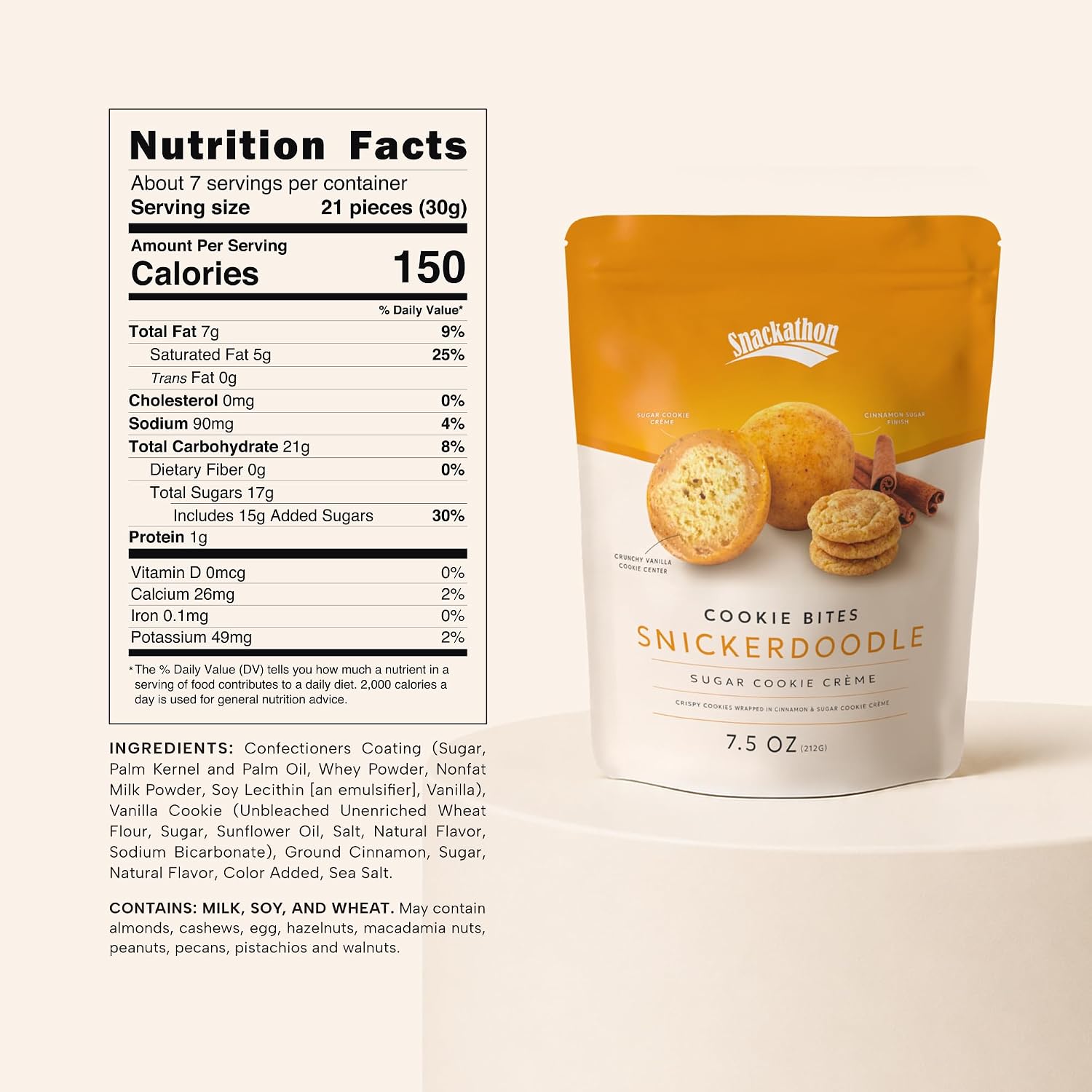 Snackathon Snickerdoodle Cookie Bites, Crispy Mini Cookie Balls