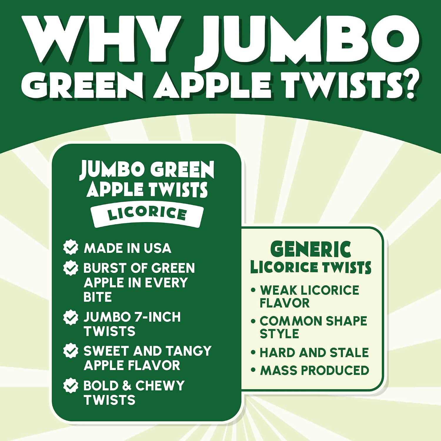 Snackathon Green Apple Licorice Twists, 15.2 oz, Jumbo Chewy Licorice Sticks