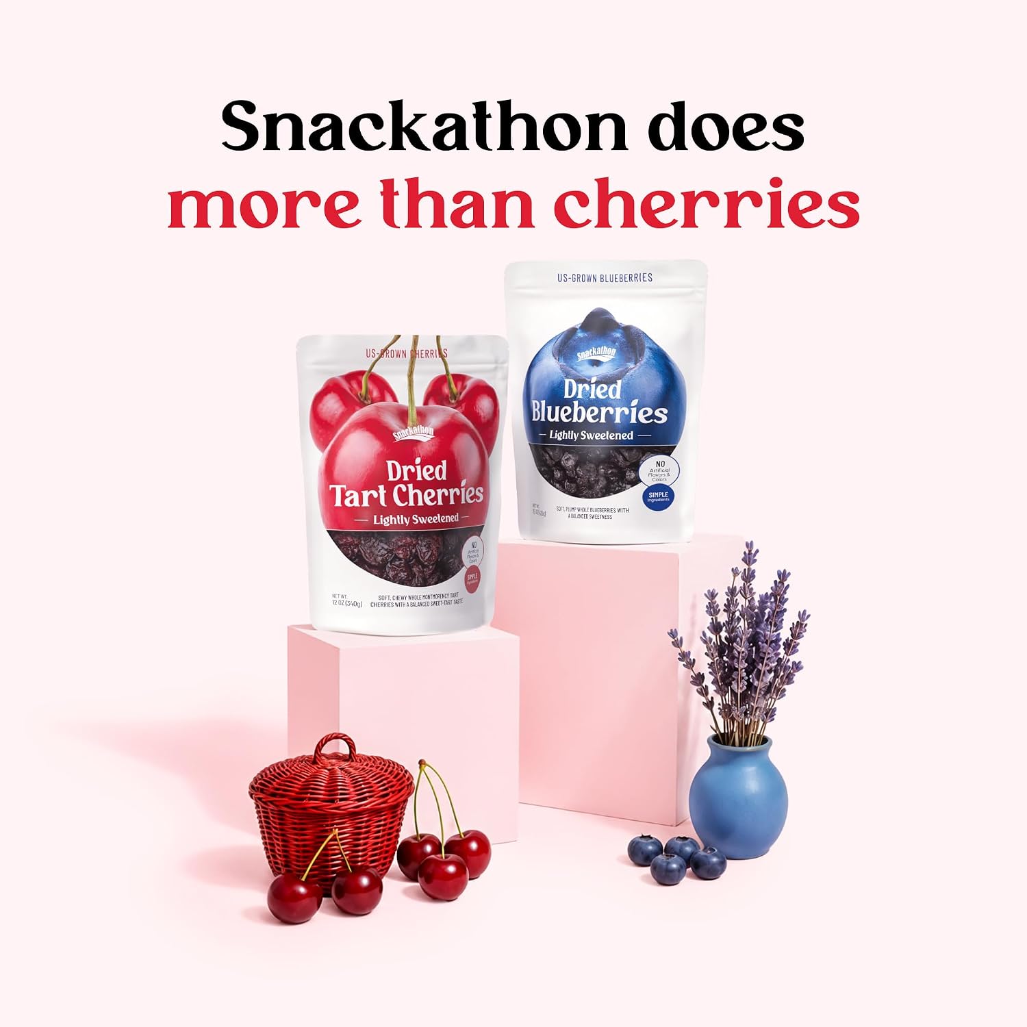 Snackathon Dried Tart Cherries, Lightly Sweetened Chewy Montmorency Sour Cherries