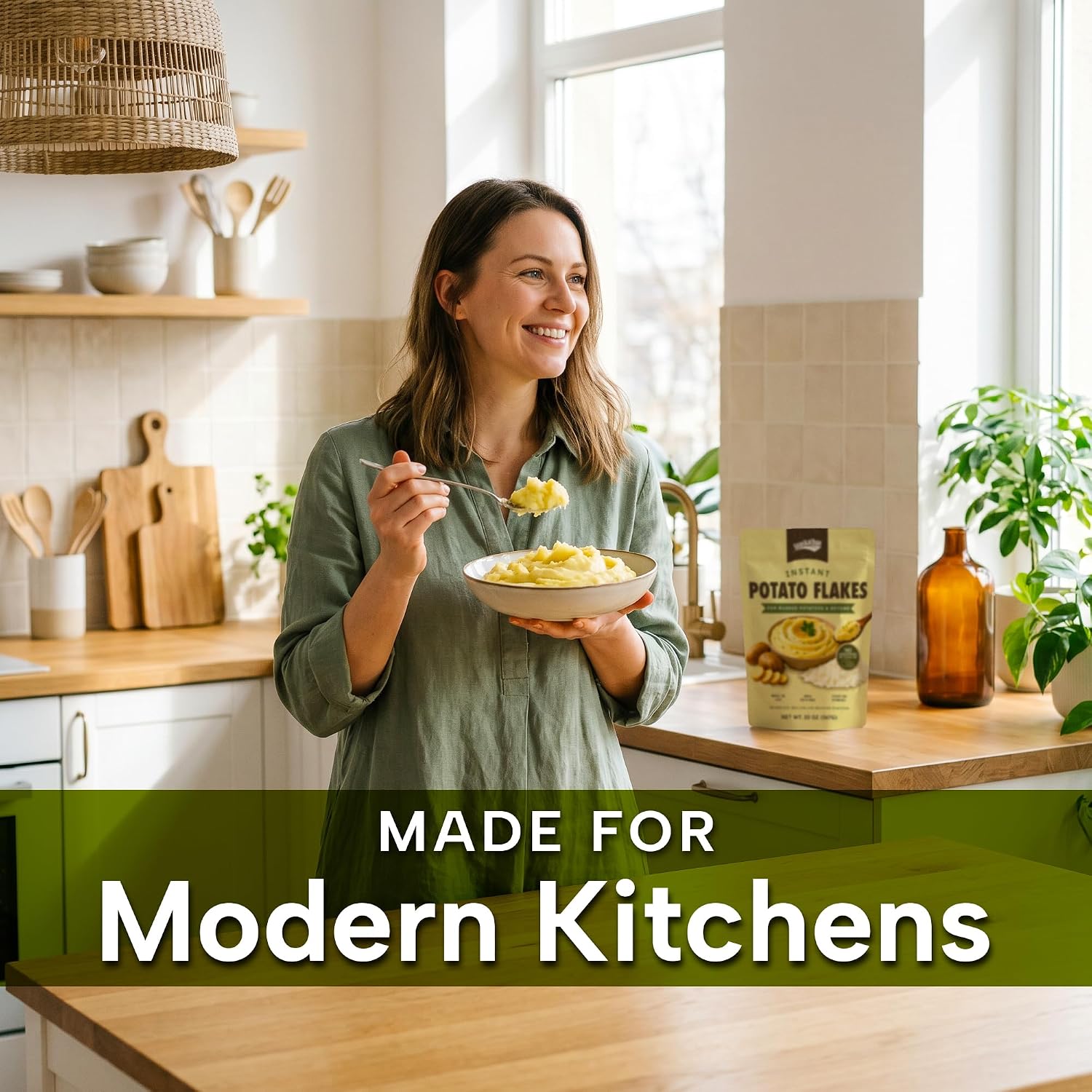 Snackathon Potato Flakes, No Additives, Instant Mashed Potatoes | Single Ingredient, Vegan, Non-GMO, Dairy-Free, Shelf Stable, Ready in Minutes, Grown & Made in USA, For Soups & Baking