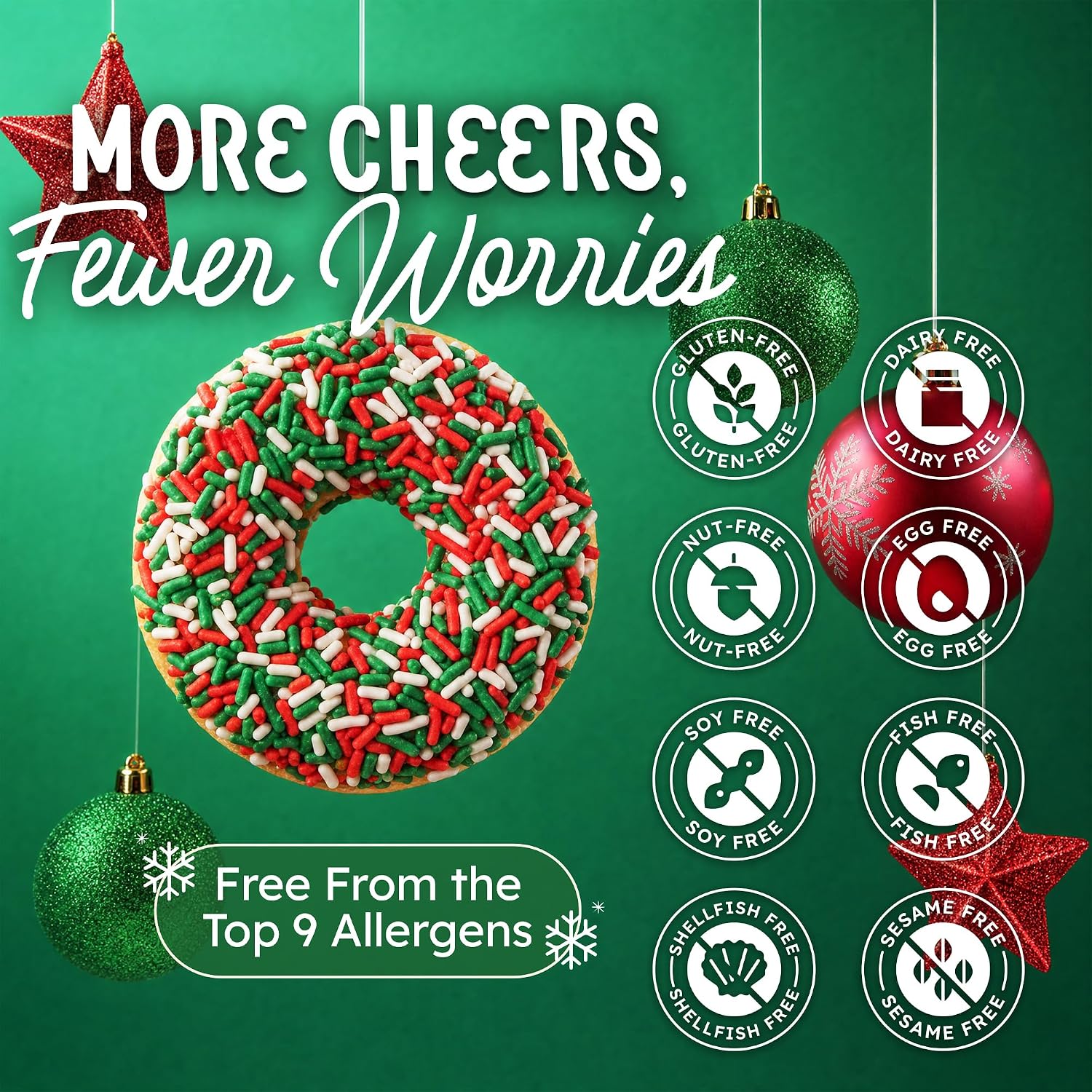 Snackathon Dye Free Christmas Sprinkles, Natural Red, Green & White Holiday Jimmies