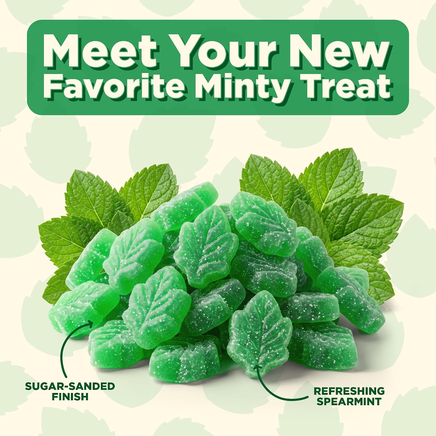 Snackathon Spearmint Leaves Candy, Soft & Chewy Mint Jelly Candy