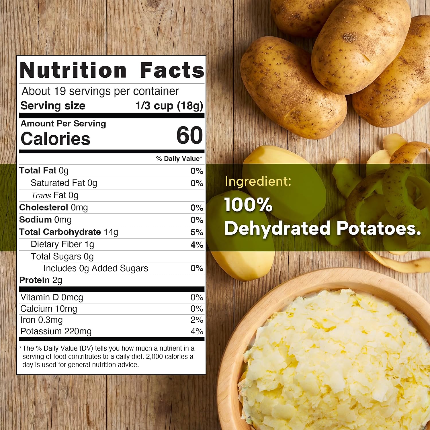 Snackathon Potato Flakes, No Additives, Instant Mashed Potatoes | Single Ingredient, Vegan, Non-GMO, Dairy-Free, Shelf Stable, Ready in Minutes, Grown & Made in USA, For Soups & Baking