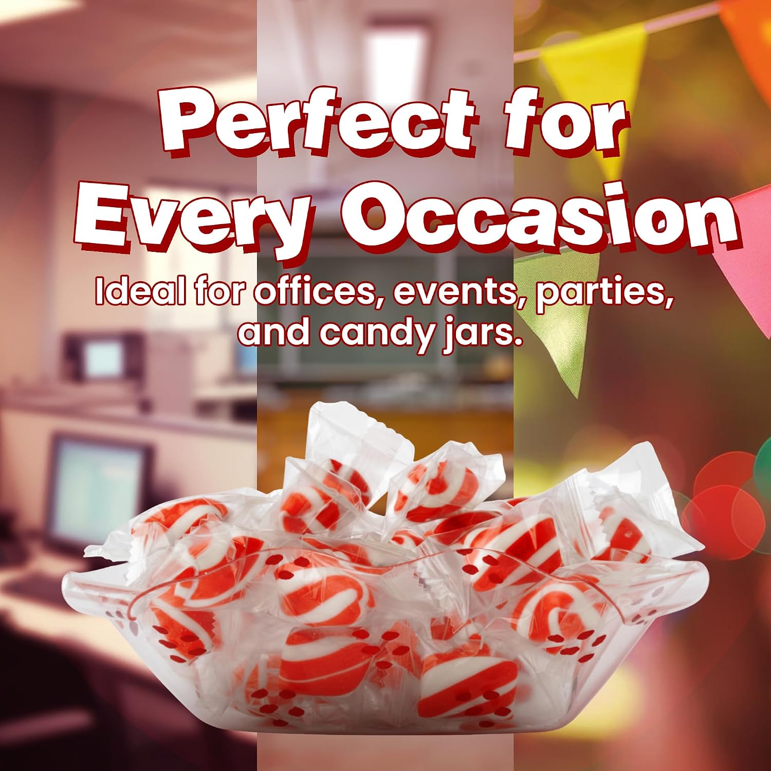Snackathon Sugar-Free Cylinder-Shaped Twists Hard Candy, Red & White Peppermint Twists, 1 Pound