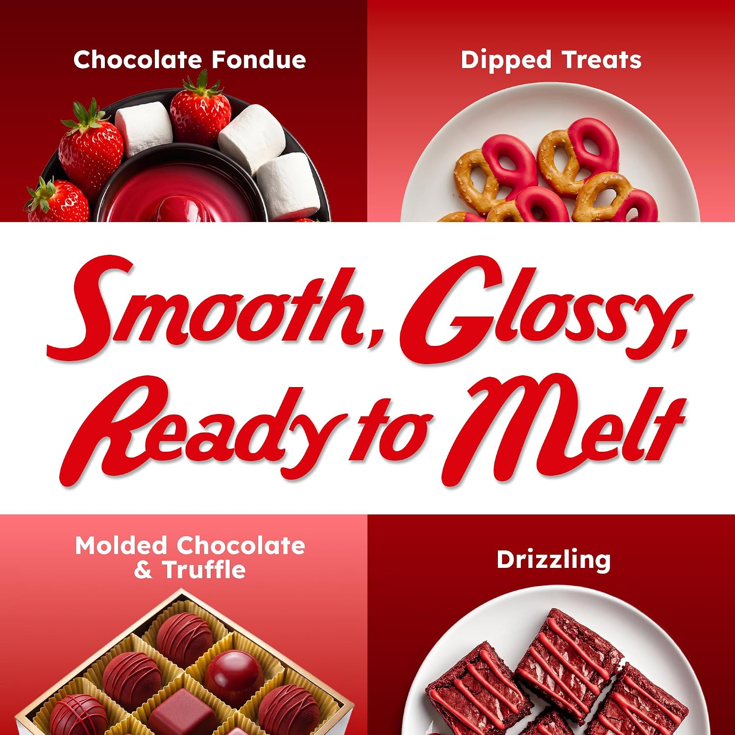 Snackathon Red Melting Wafers, Red Compound Chocolate Candy Melts for Desserts