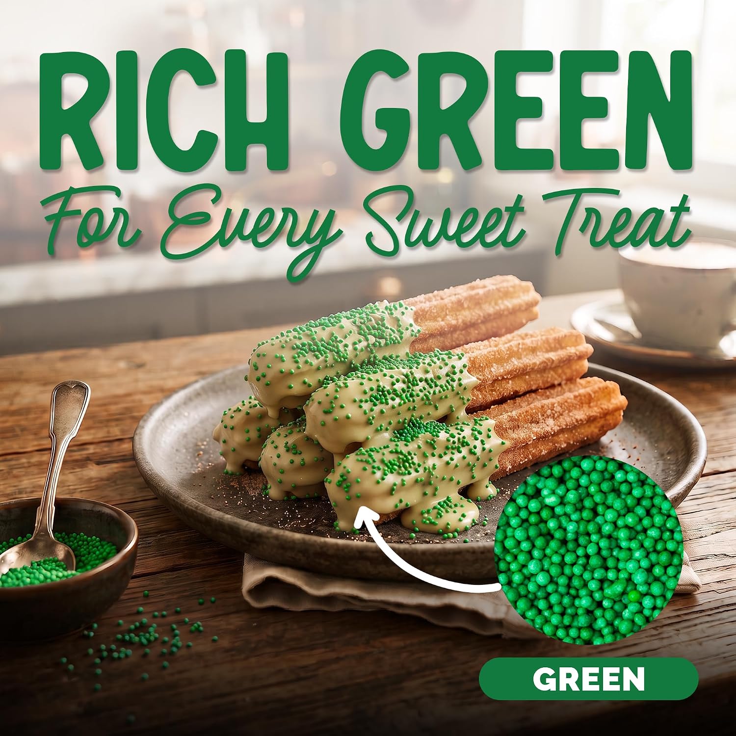 Snackathon Green Nonpareils Sprinkles, 7 oz, Festive Sugar Dot Sprinkles