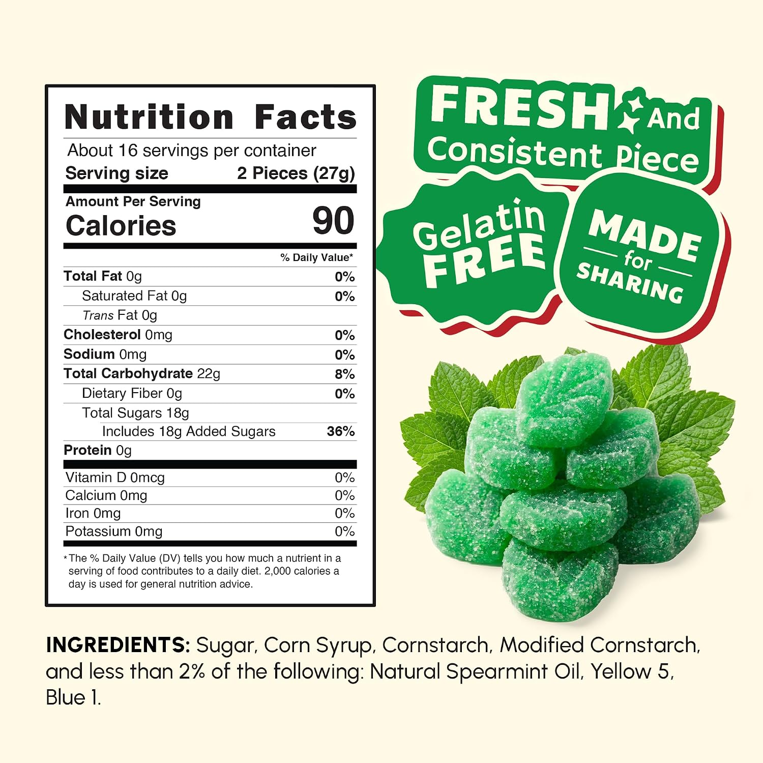 Snackathon Spearmint Leaves Candy, Soft & Chewy Mint Jelly Candy