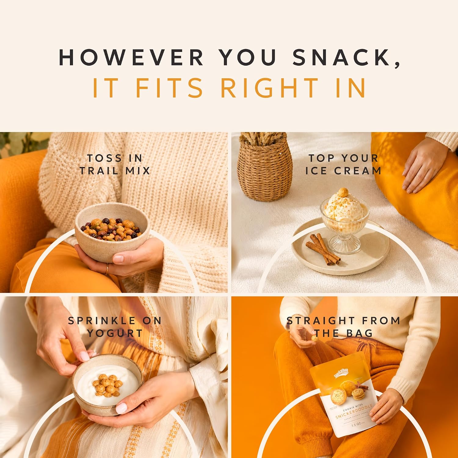 Snackathon Snickerdoodle Cookie Bites, Crispy Mini Cookie Balls