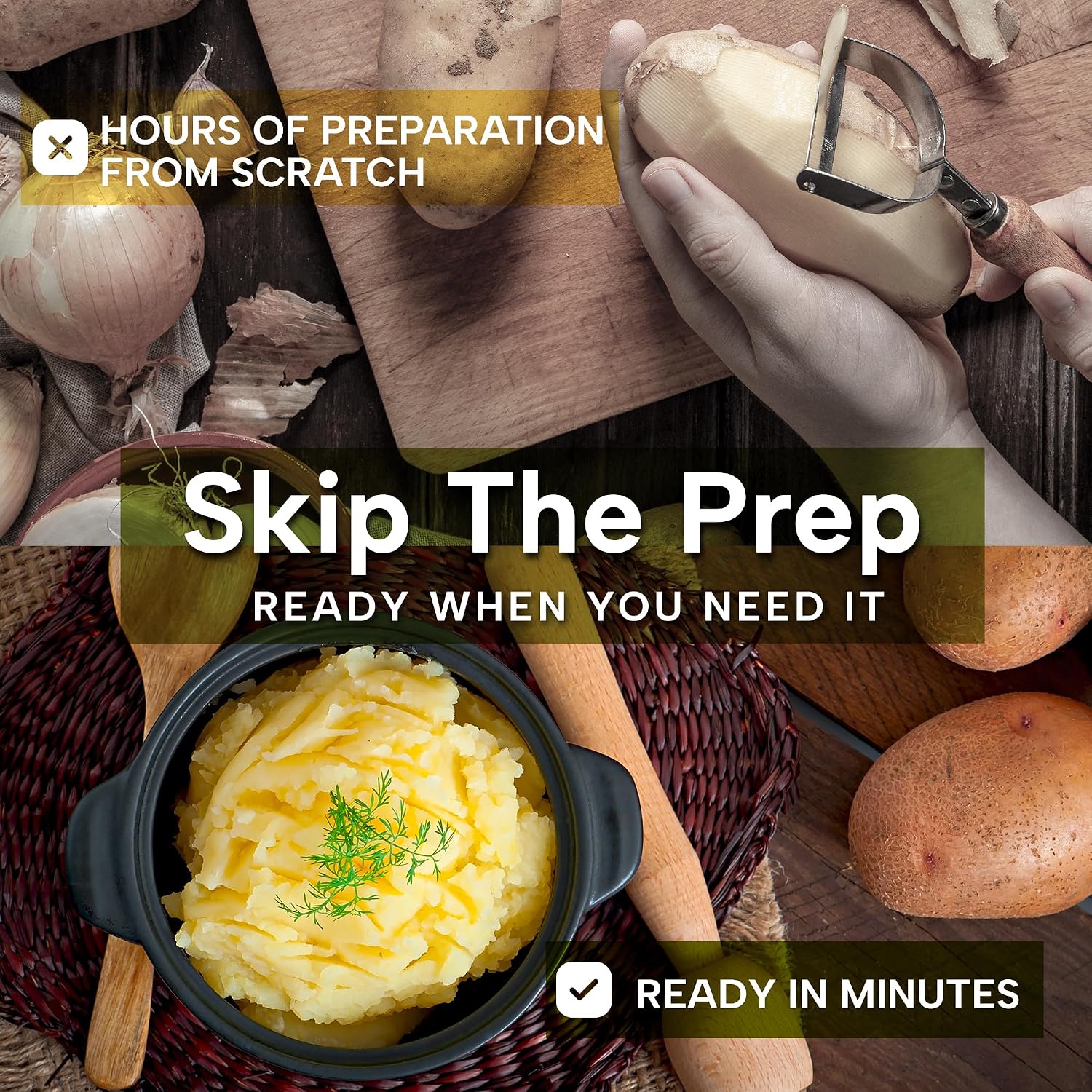 Snackathon Potato Flakes, No Additives, Instant Mashed Potatoes | Single Ingredient, Vegan, Non-GMO, Dairy-Free, Shelf Stable, Ready in Minutes, Grown & Made in USA, For Soups & Baking
