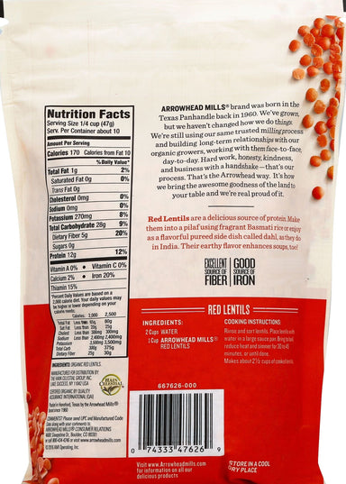 Arrowhead Mills Organic Red Lentils, 16 Oz Bag Arrowhead Mills 