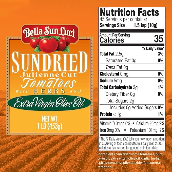 Bella Sun Luci Sun-Dried Tomatoes in Olive Oil, Julienne Cut, 8.5 oz / 16 oz / 35 oz Bella Sun Luci 