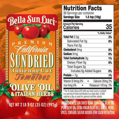 Bella Sun Luci Sun-Dried Tomatoes in Olive Oil, Julienne Cut, 8.5 oz / 16 oz / 35 oz Bella Sun Luci 
