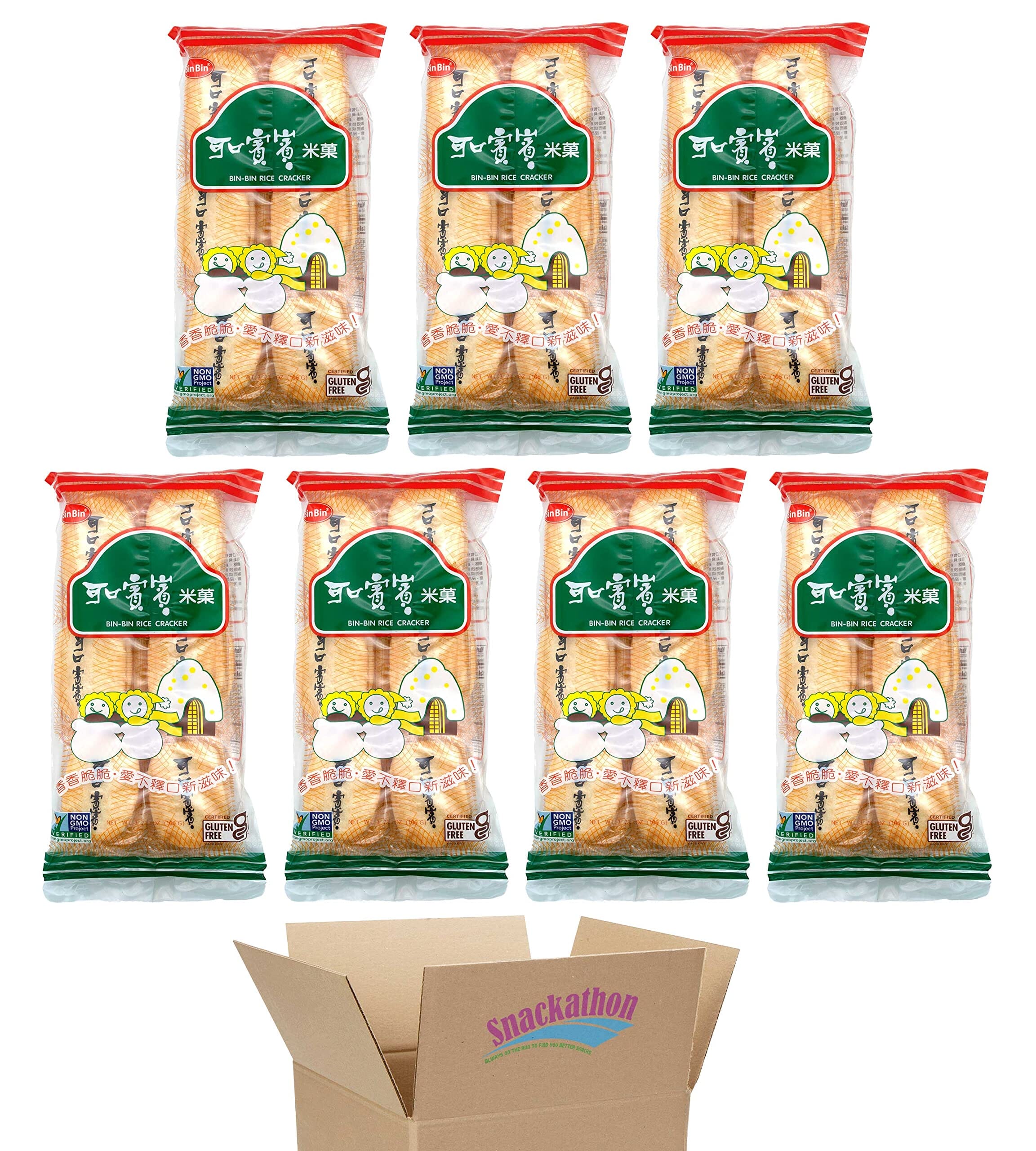 Bin Bin Rice Crackers Snackathon Original 3.73 Ounce (Pack of 7) 