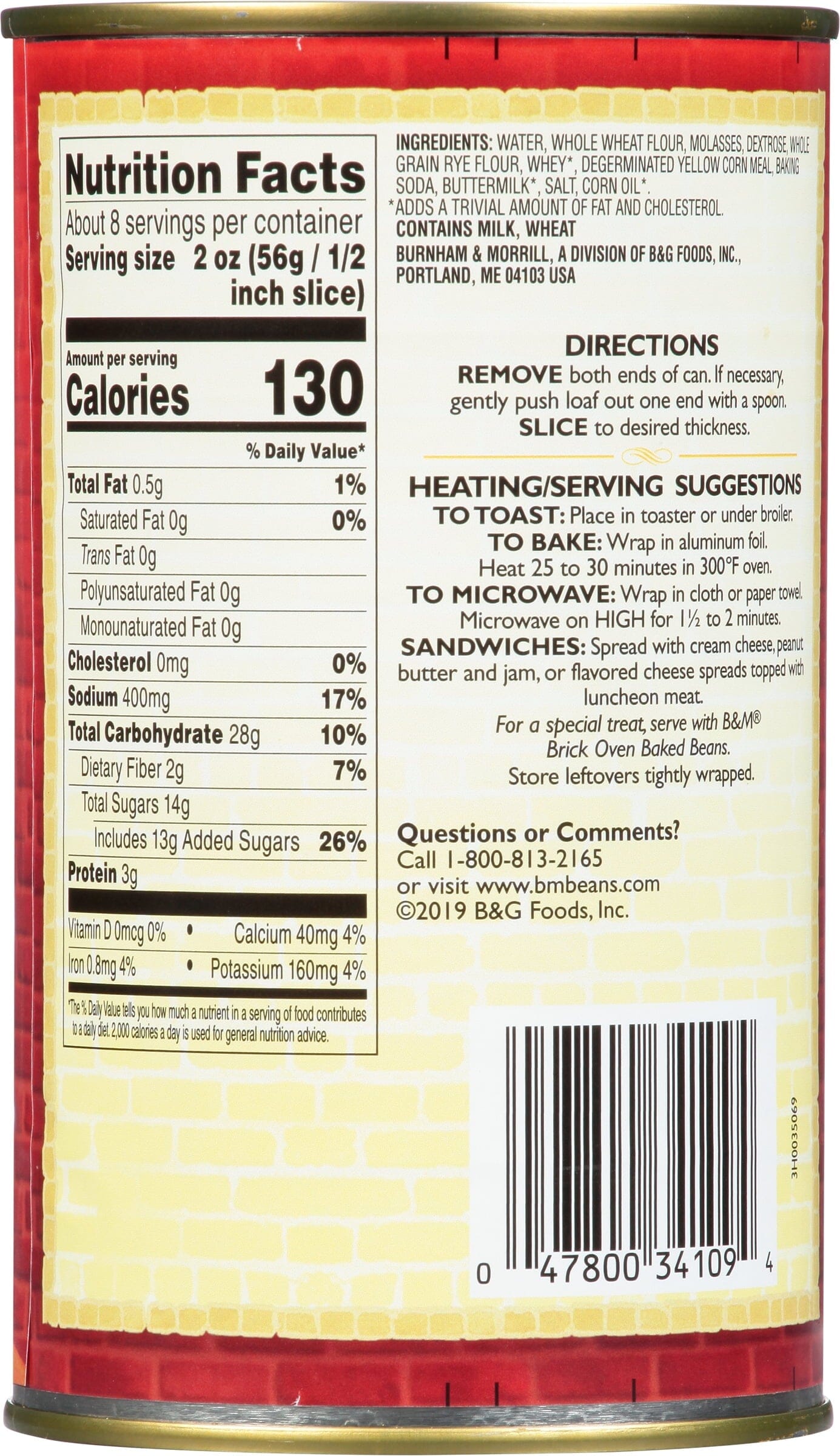 B&M Original Brown Bread, Shelf-Stable, 16 oz Can B&M 