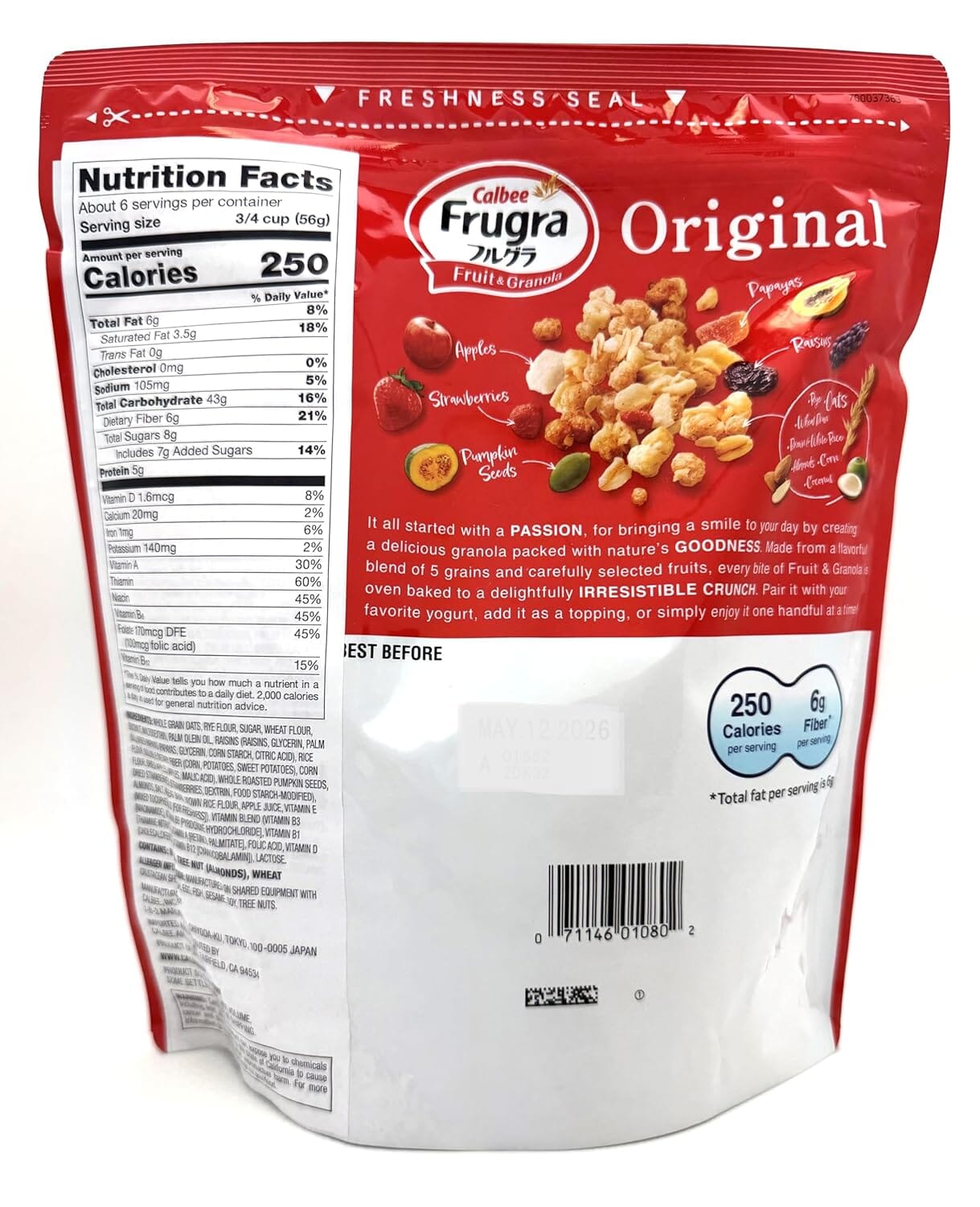 Calbee Frugra Fruit & Granola Original Cereal, 12.35 oz Calbee 