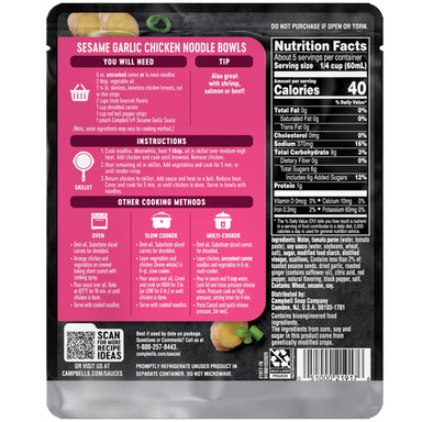 Campbell's Cooking Sauces, Sesame Garlic, 11 oz Pouch Campbell's Cooking Sauces 