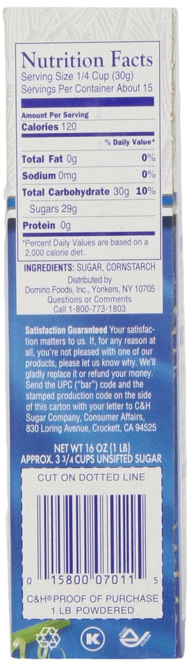 C&H Pure Cane Sugar Confectioners Powdered 1 lb Box C&H 