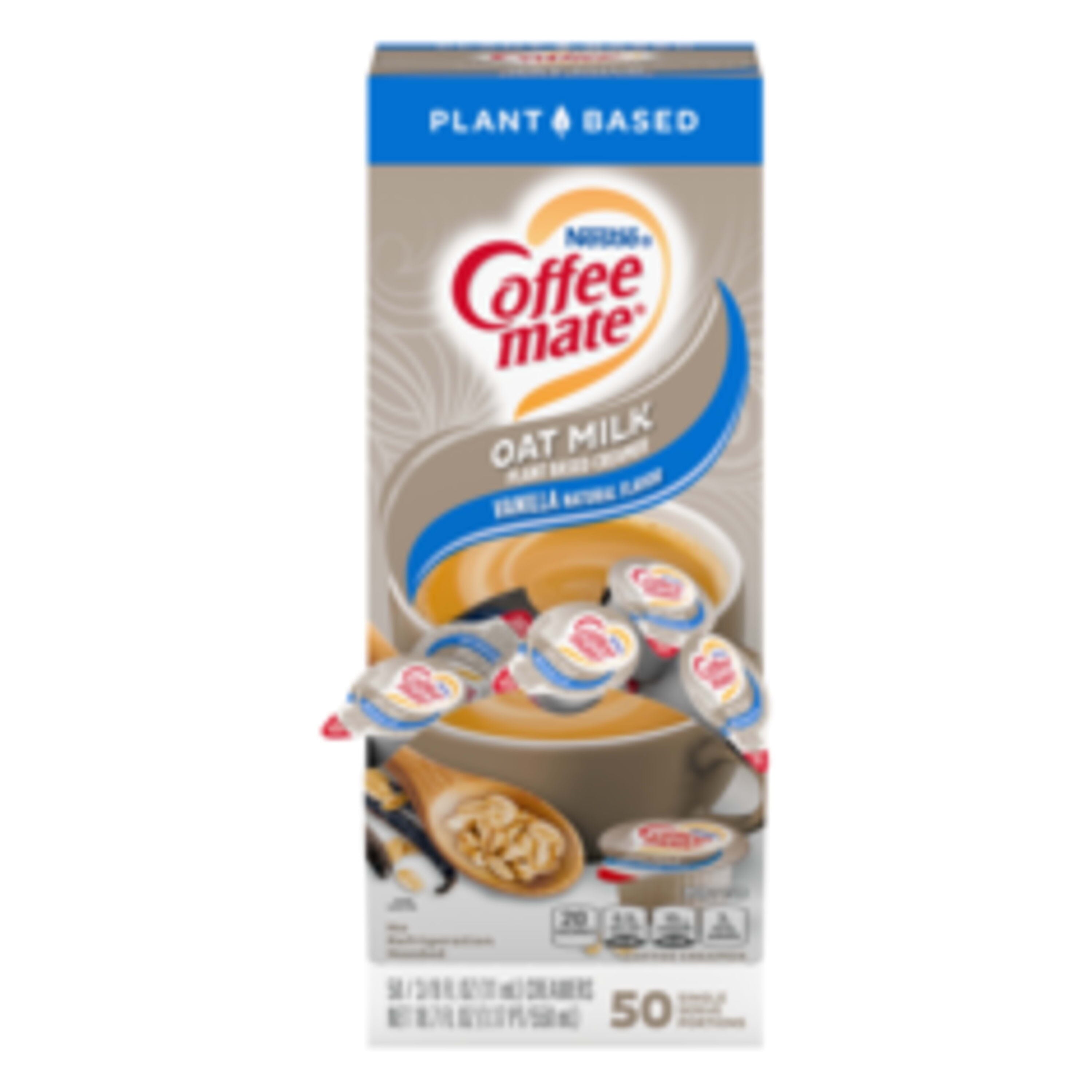 Coffee mate Plant Based Oat Milk Vanilla Non-Dairy Creamer, 0.375 fl oz, 50 Count Tubs Coffeemate 
