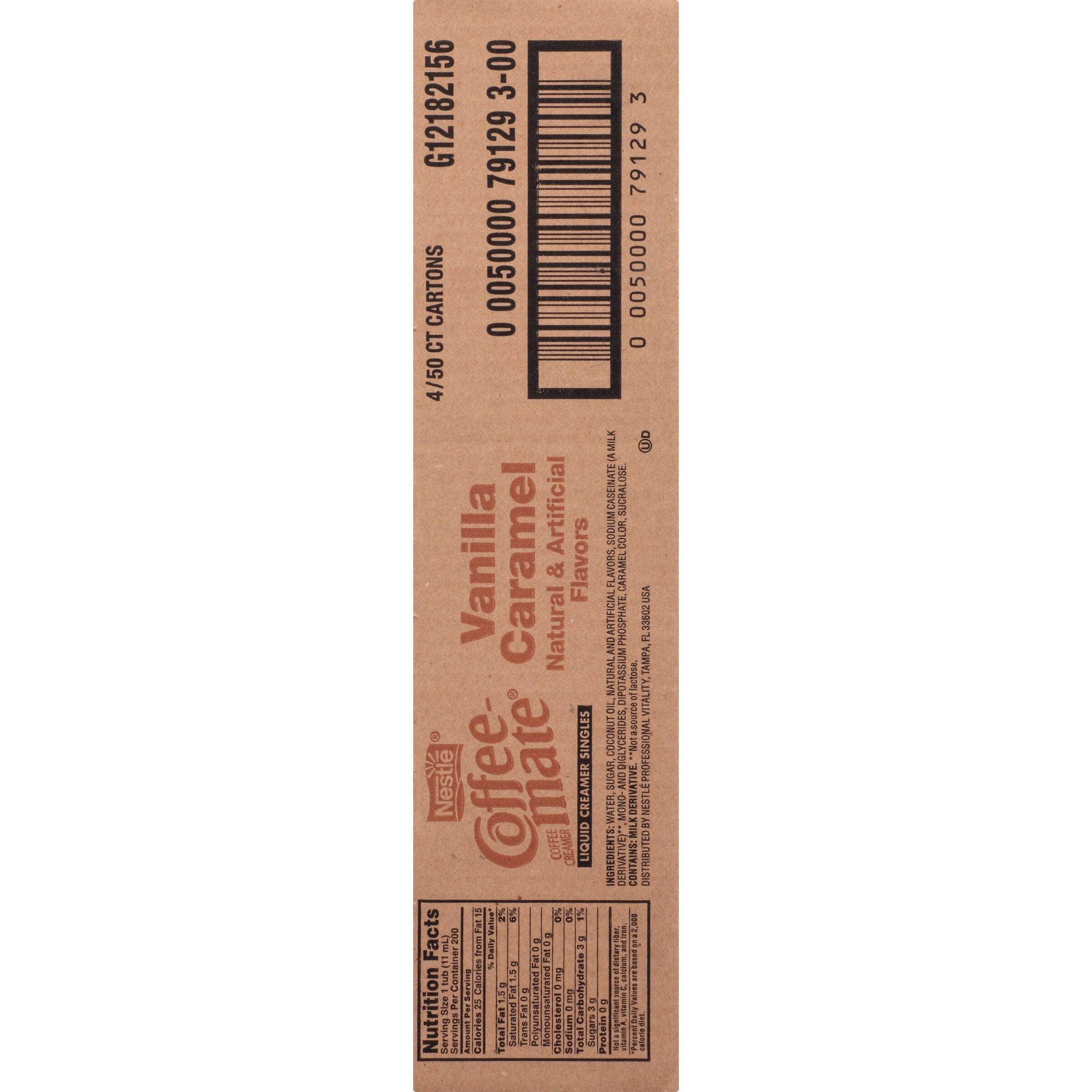 Coffee Mate Vanilla Caramel Liquid Coffee Creamer Singles, Lactose-Free Creamer, 0.375 Fl Oz, 50 Ct Coffeemate 