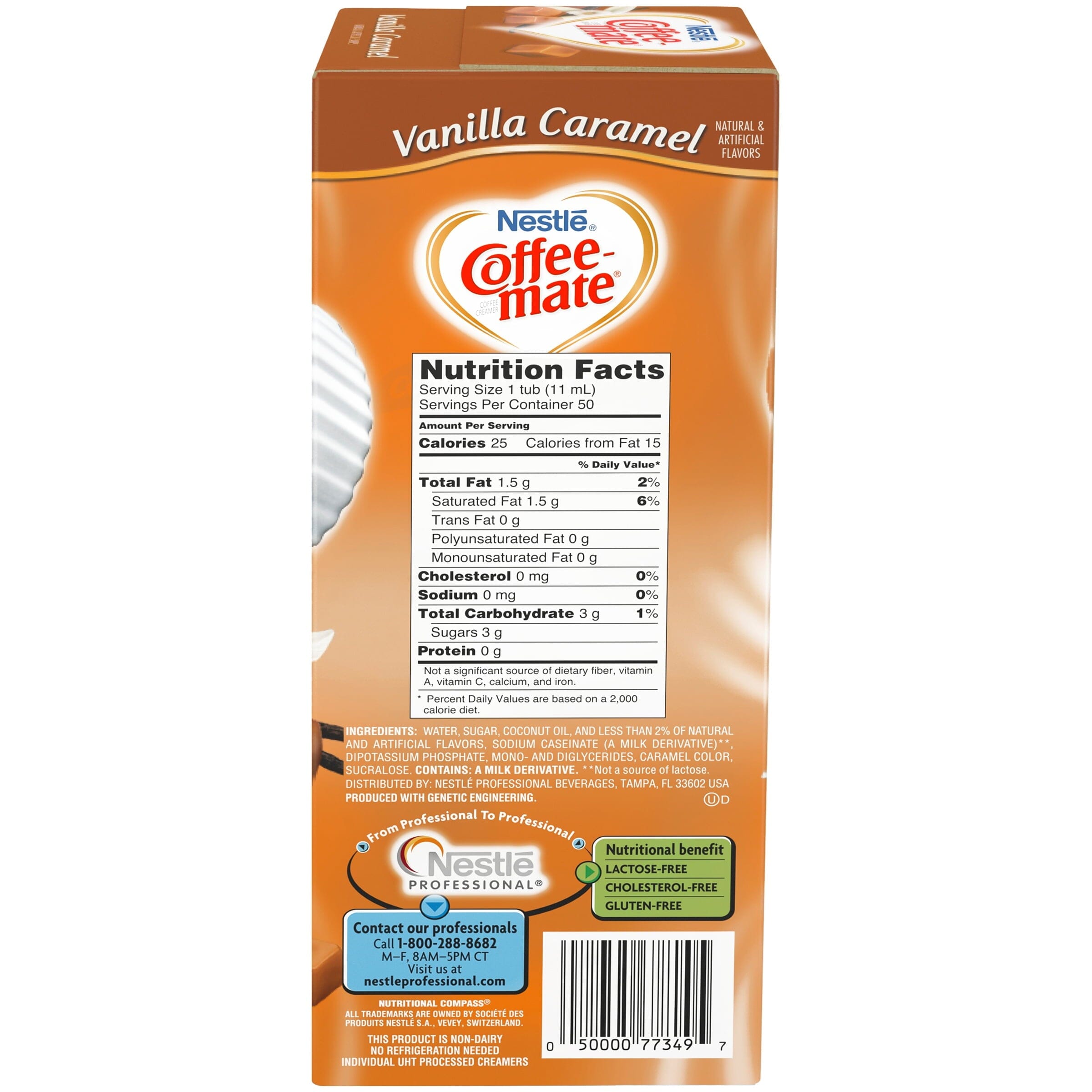 Coffee Mate Vanilla Caramel Liquid Coffee Creamer Singles, Lactose-Free Creamer, 0.375 Fl Oz, 50 Ct Coffeemate 