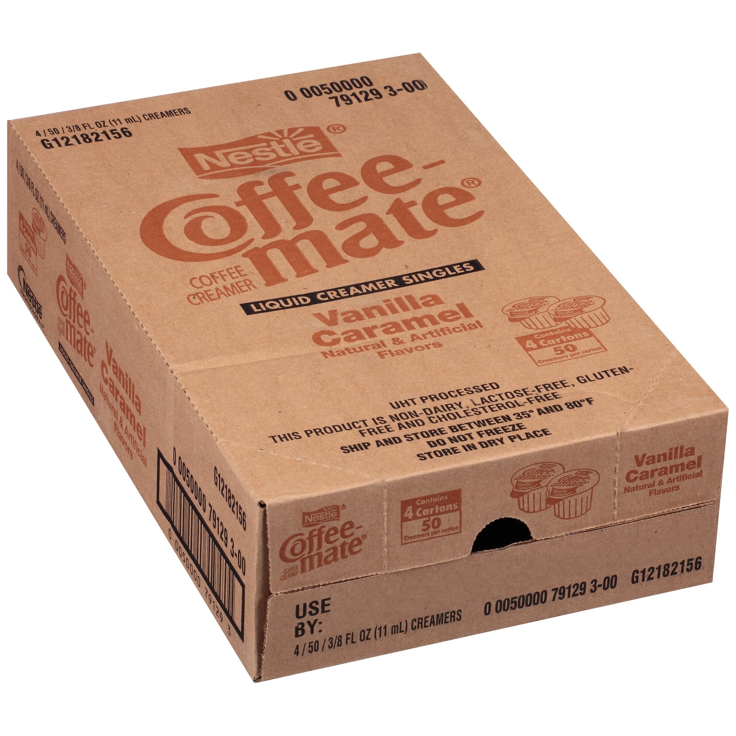 Coffee Mate Vanilla Caramel Liquid Coffee Creamer Singles, Lactose-Free Creamer, 0.375 Fl Oz, 50 Ct Coffeemate 