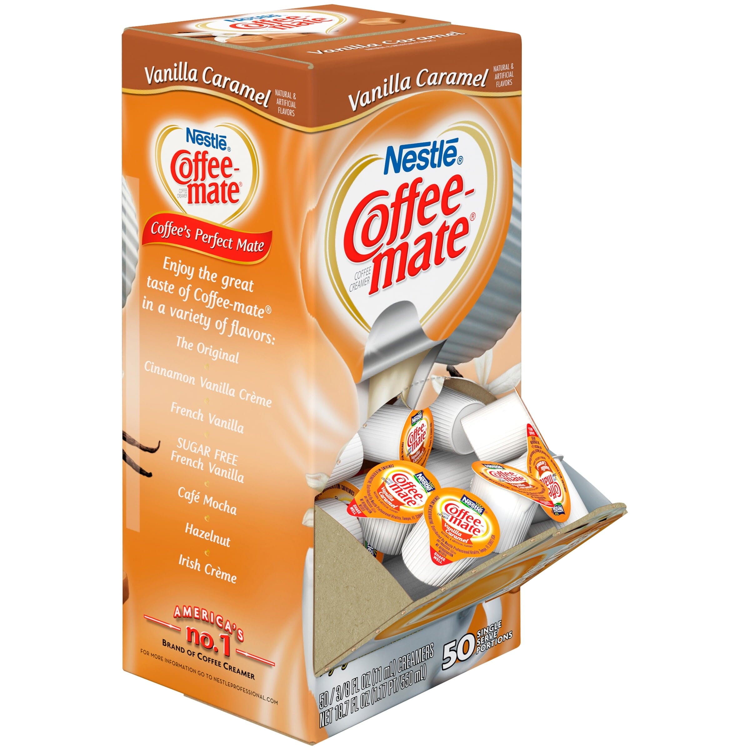 Coffee Mate Vanilla Caramel Liquid Coffee Creamer Singles, Lactose-Free Creamer, 0.375 Fl Oz, 50 Ct Coffeemate 