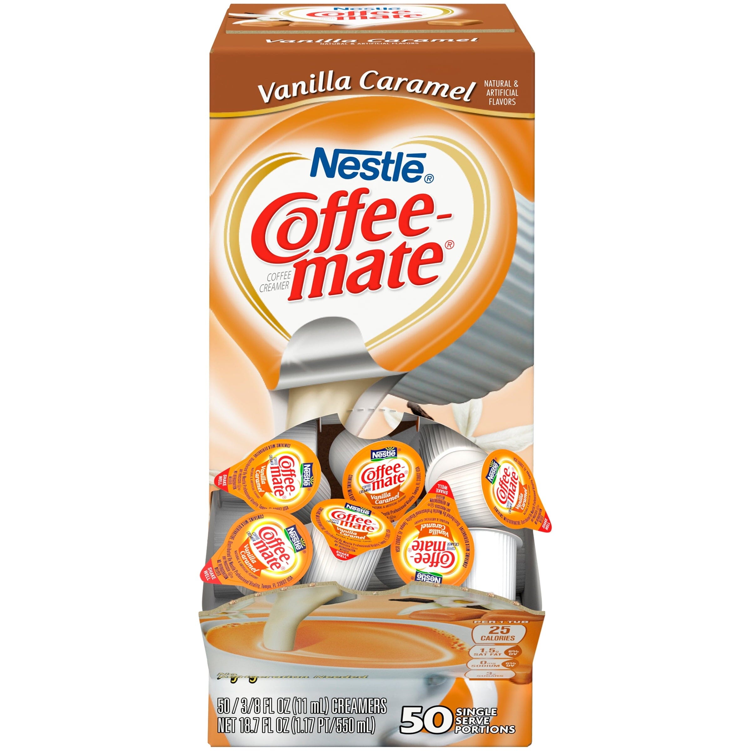 Coffee Mate Vanilla Caramel Liquid Coffee Creamer Singles, Lactose-Free Creamer, 0.375 Fl Oz, 50 Ct (Copy) Coffeemate 