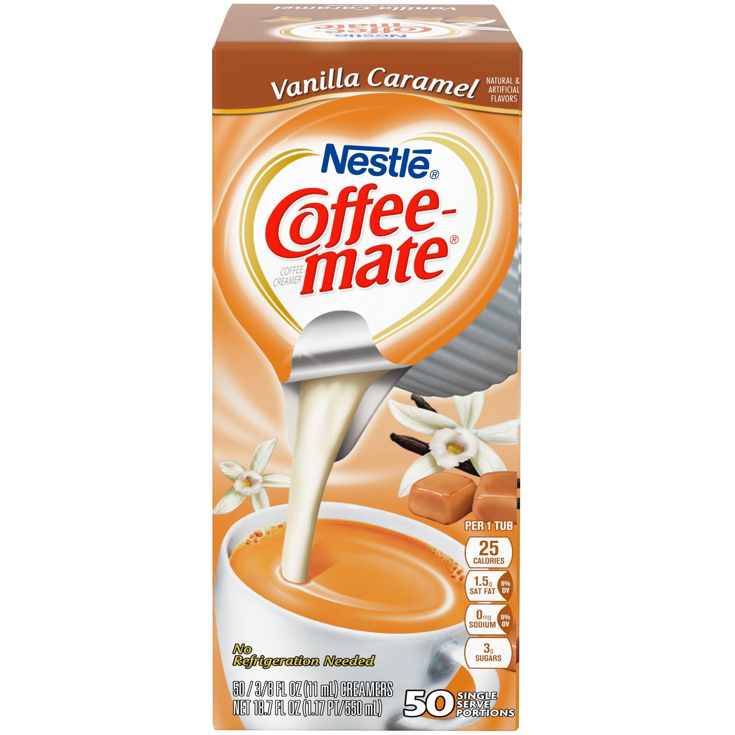 Coffee Mate Vanilla Caramel Liquid Coffee Creamer Singles, Lactose-Free Creamer, 0.375 Fl Oz, 50 Ct (Copy) Coffeemate 