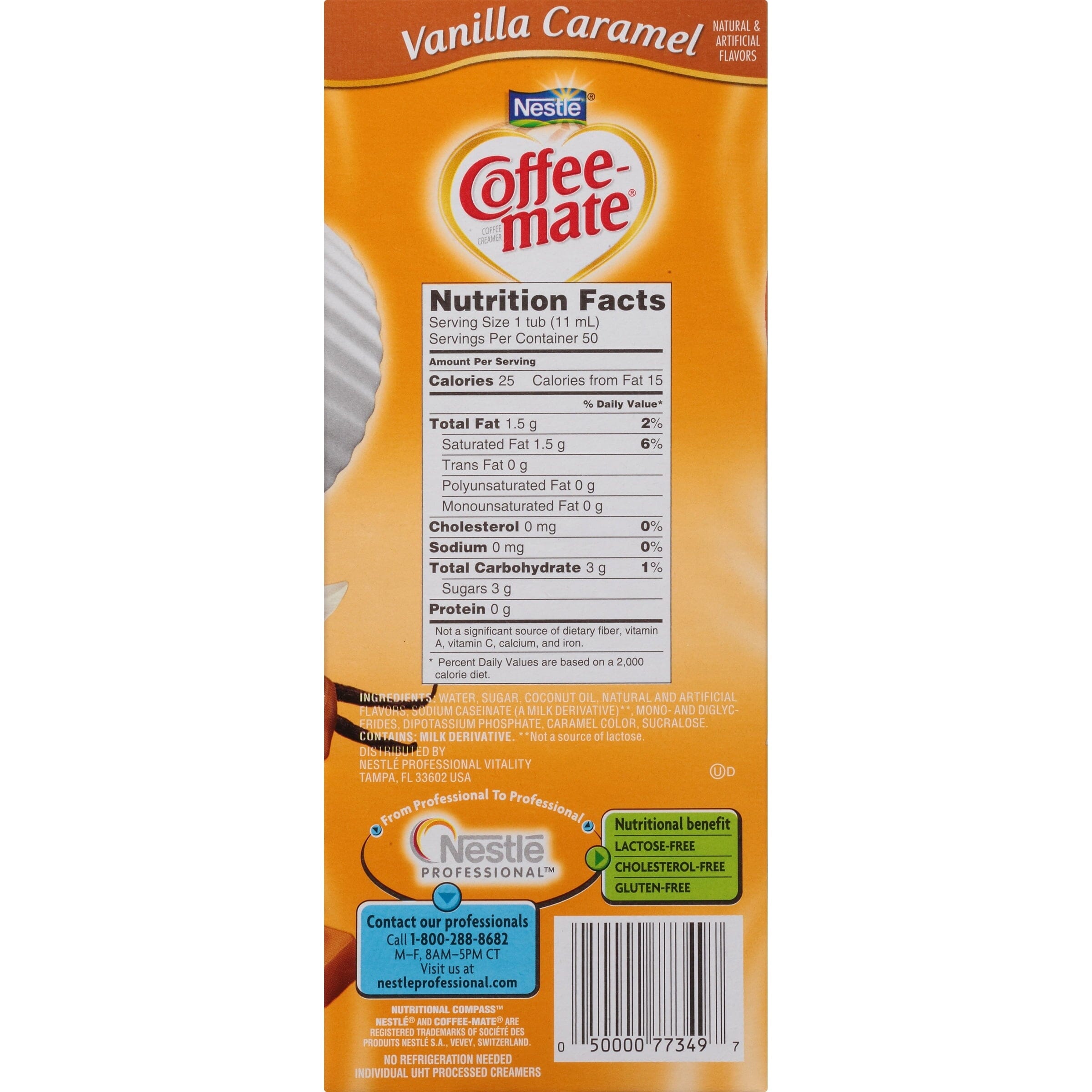 Coffee Mate Vanilla Caramel Liquid Coffee Creamer Singles, Lactose-Free Creamer, 0.375 Fl Oz, 50 Ct (Copy) Coffeemate 