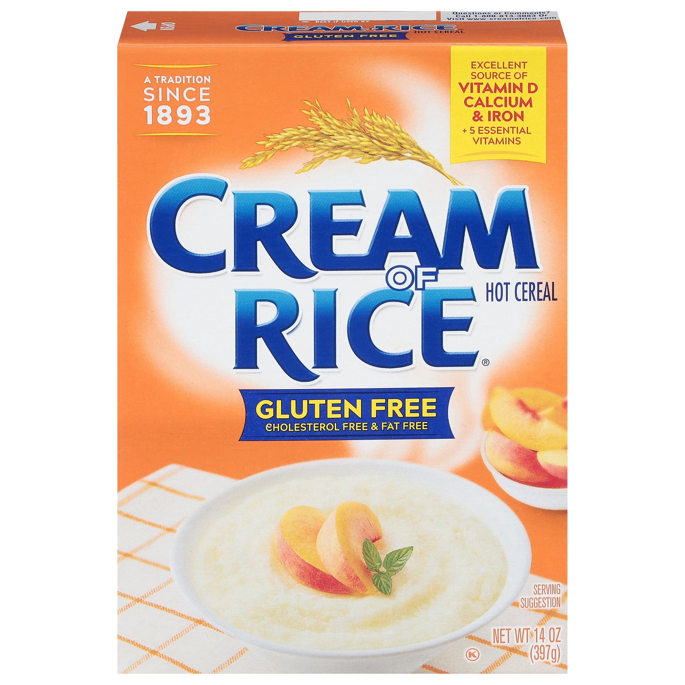 Cream of Rice Gluten Free Hot Cereal, Kosher, 14 oz Box Cream of Rice 