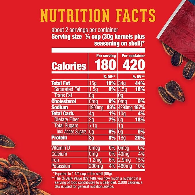 DAVID Frank’s RedHot Flavored Jumbo Sunflower Seeds, Roasted &amp; Salted Snack, 5.25 Oz DAVID Seeds 