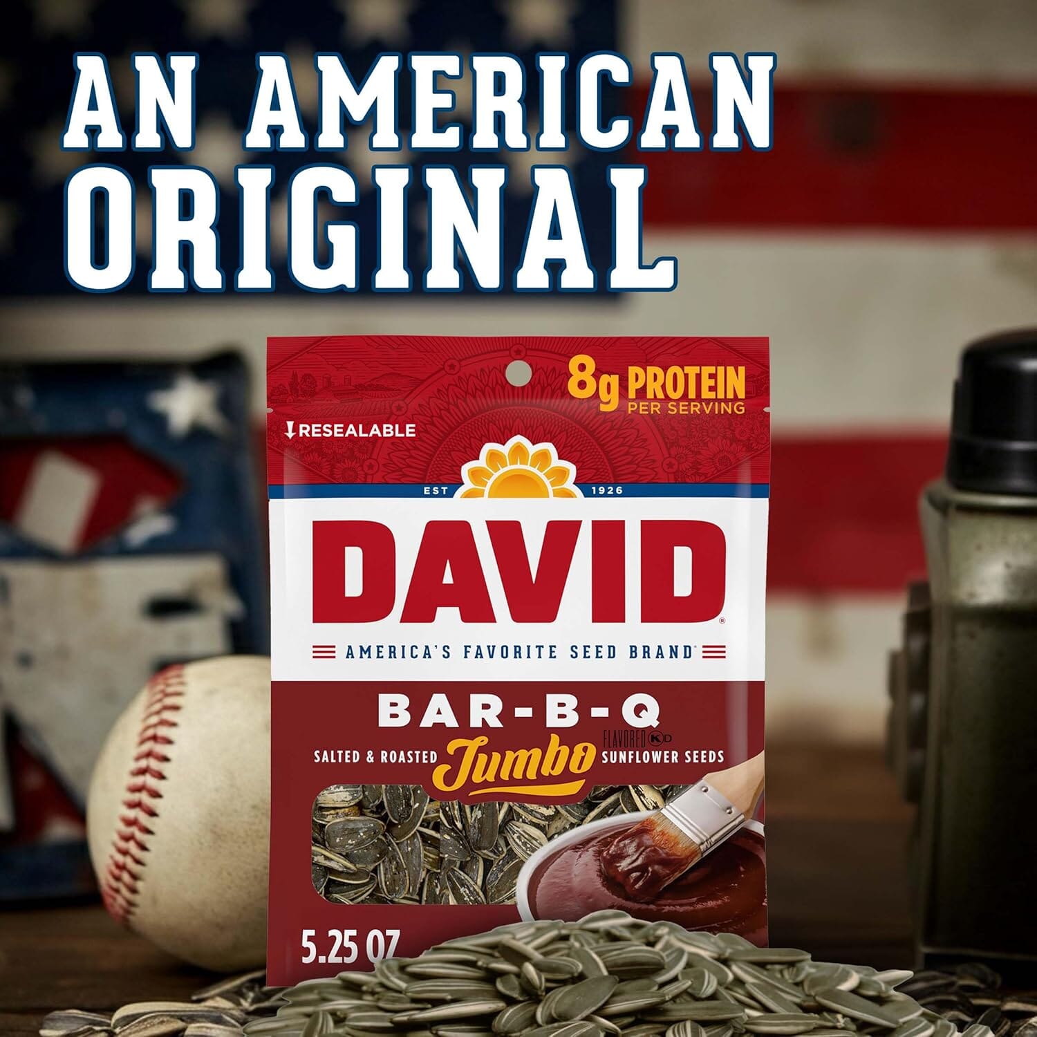 David Jumbo Sunflower Seeds – Bar-B-Q Flavor, 5.25 oz (Savory & Crunchy Snack) DAVID 