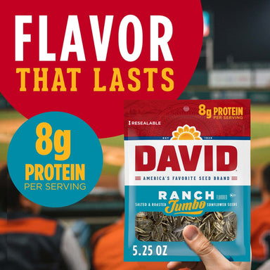 DAVID Roasted and Salted Jumbo Sunflower Seeds, Ranch Flavor, 5.25 Ounce DAVID Seeds 