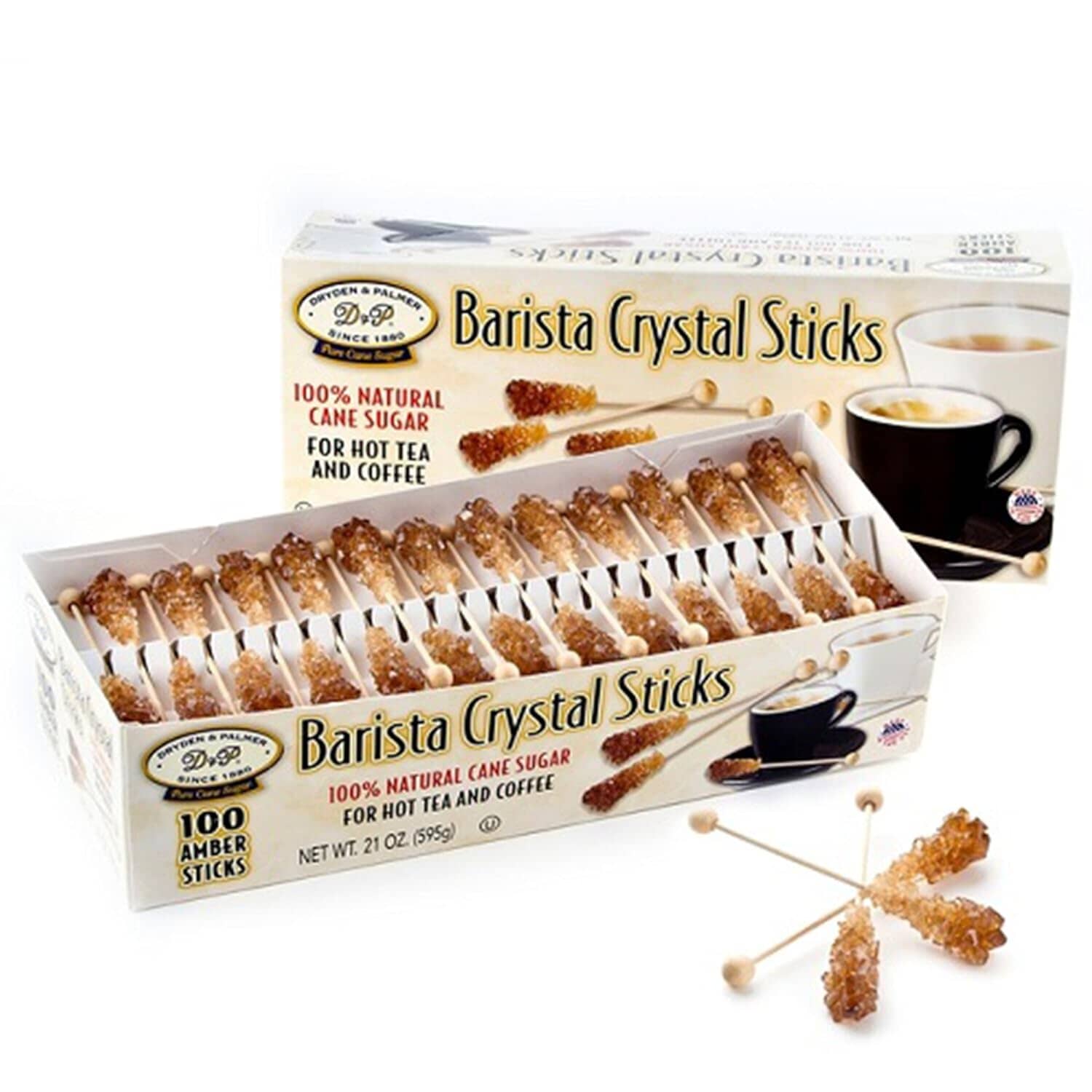 Dryden & Palmer Rock Candy Demitasse Sticks, White & Amber Variants, Coffee Stir Sticks, 100 Count Box Dryden & Palmer 