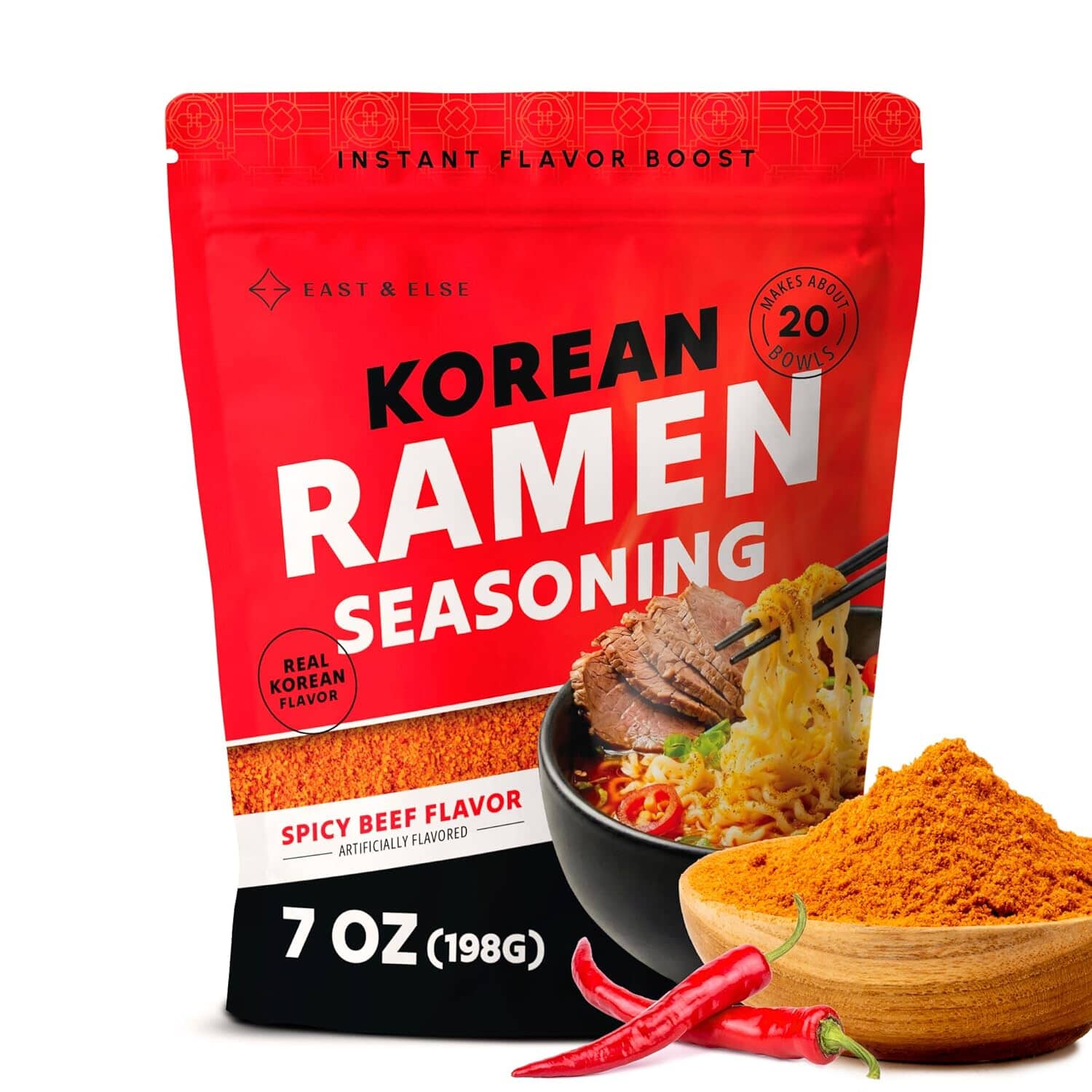 East and Else Korean Spicy Beef, Instant Ramen Seasoning Powder East and Else 7 Ounce 