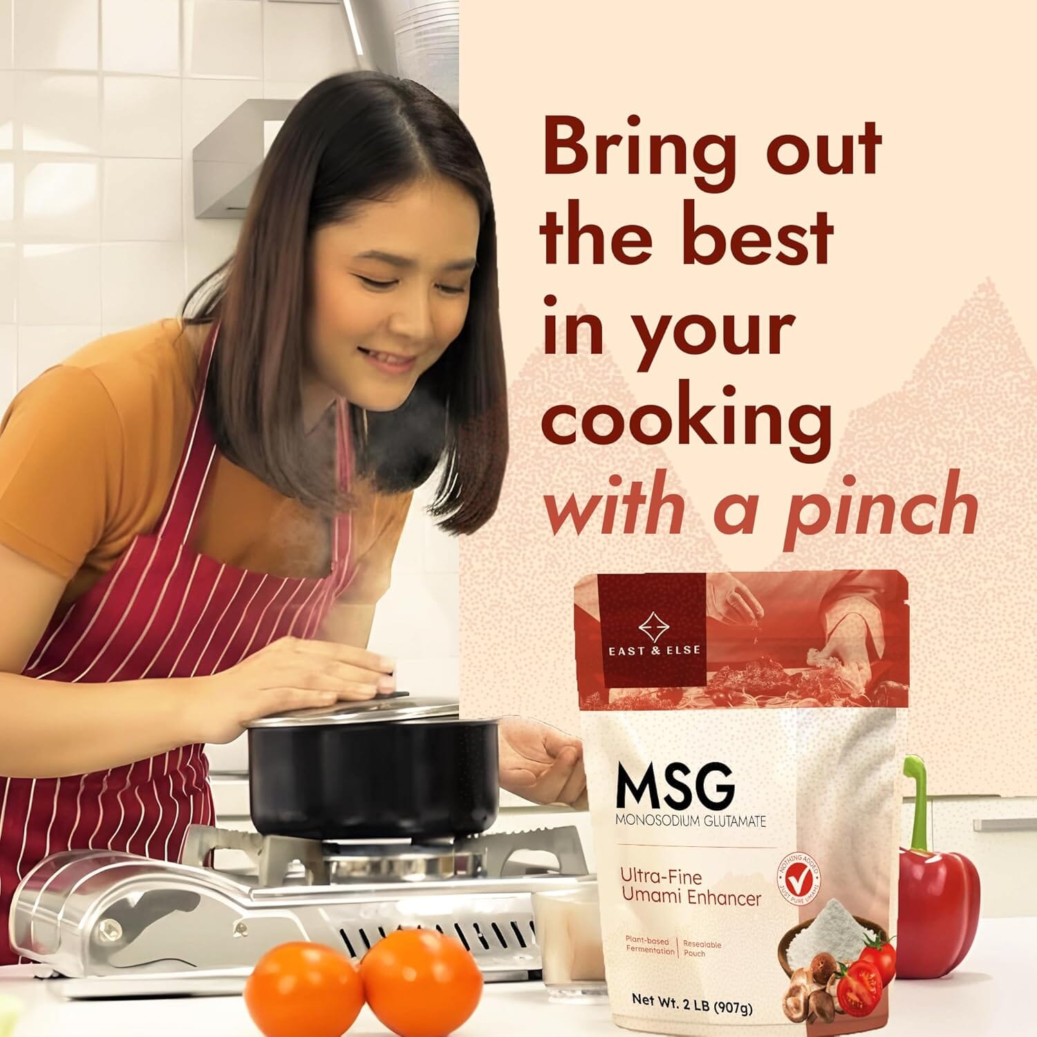 East and Else MSG (Monosodium Glutamate), Ultra-Fine Flavor Enhancer Powder, 2 LB Resealable Bag Snackathon Foods 