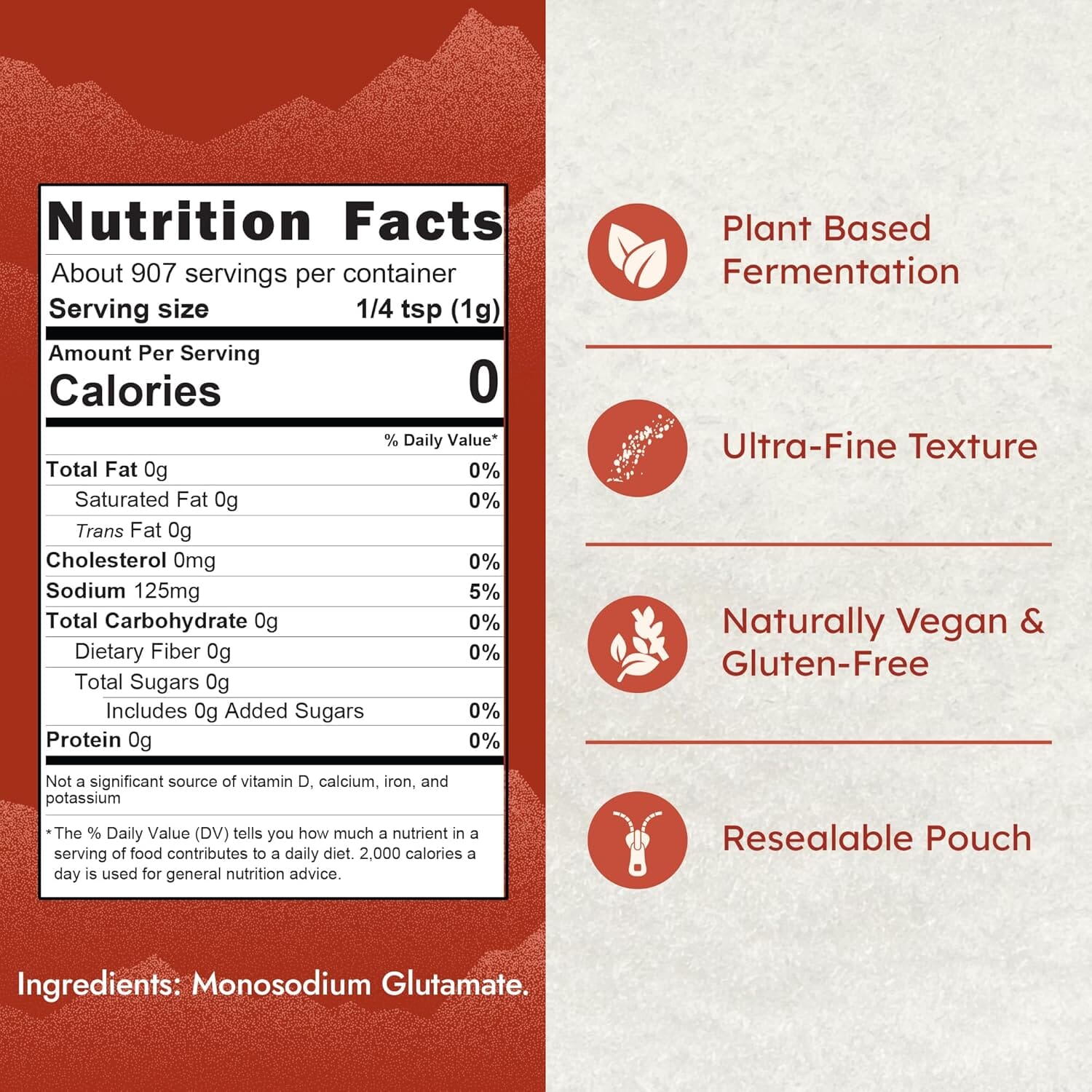 East and Else MSG (Monosodium Glutamate), Ultra-Fine Flavor Enhancer Powder, 2 LB Resealable Bag Snackathon Foods 