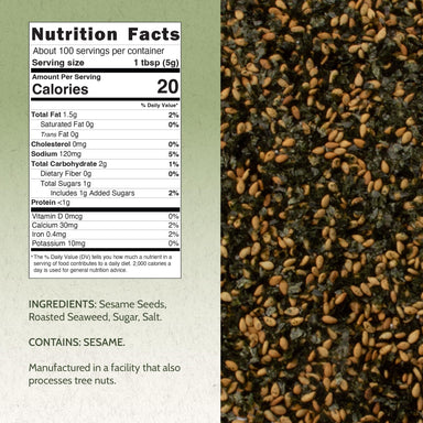 East and Else Nori Fumi Furikake, 1.1 lb (500g) Bulk Resealable Bag Snackathon Foods 