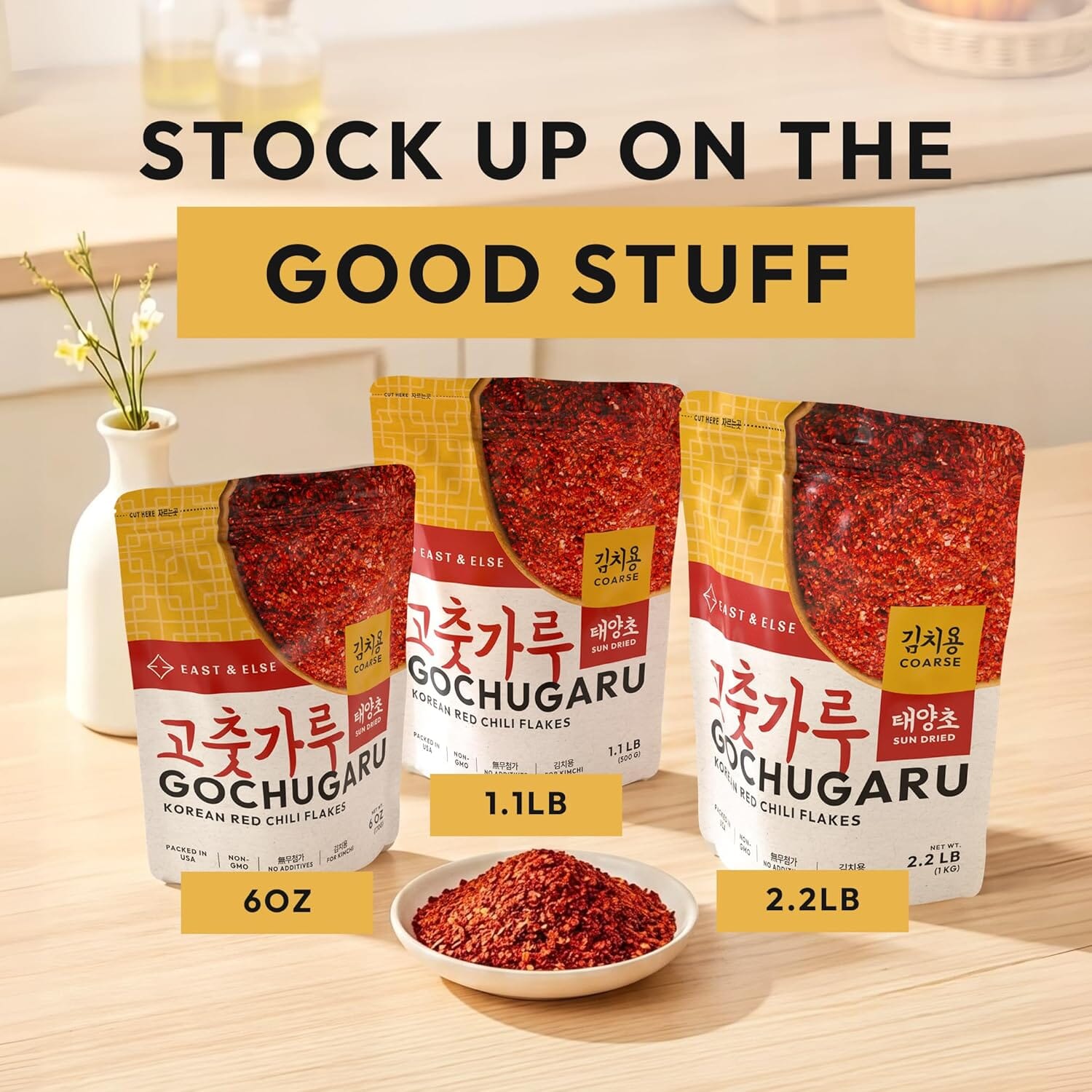 East & Else Gochugaru – Korean Red Chili Pepper Flakes (Coarse Grind), Premium Sun-Dried Chili for Kimchi & Cooking East and Else 