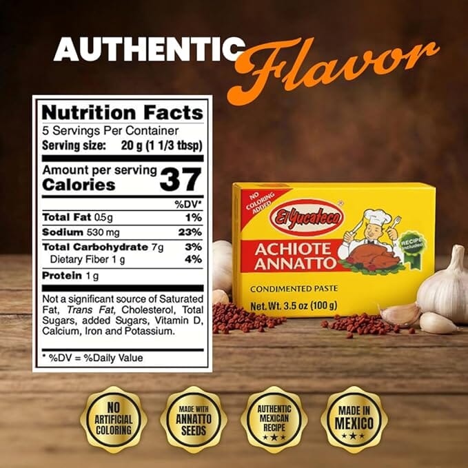 El Yucateco Achiote Red Paste, Authentic Mexican Annatto Seasoning, 3.5 Oz El Yucateco 