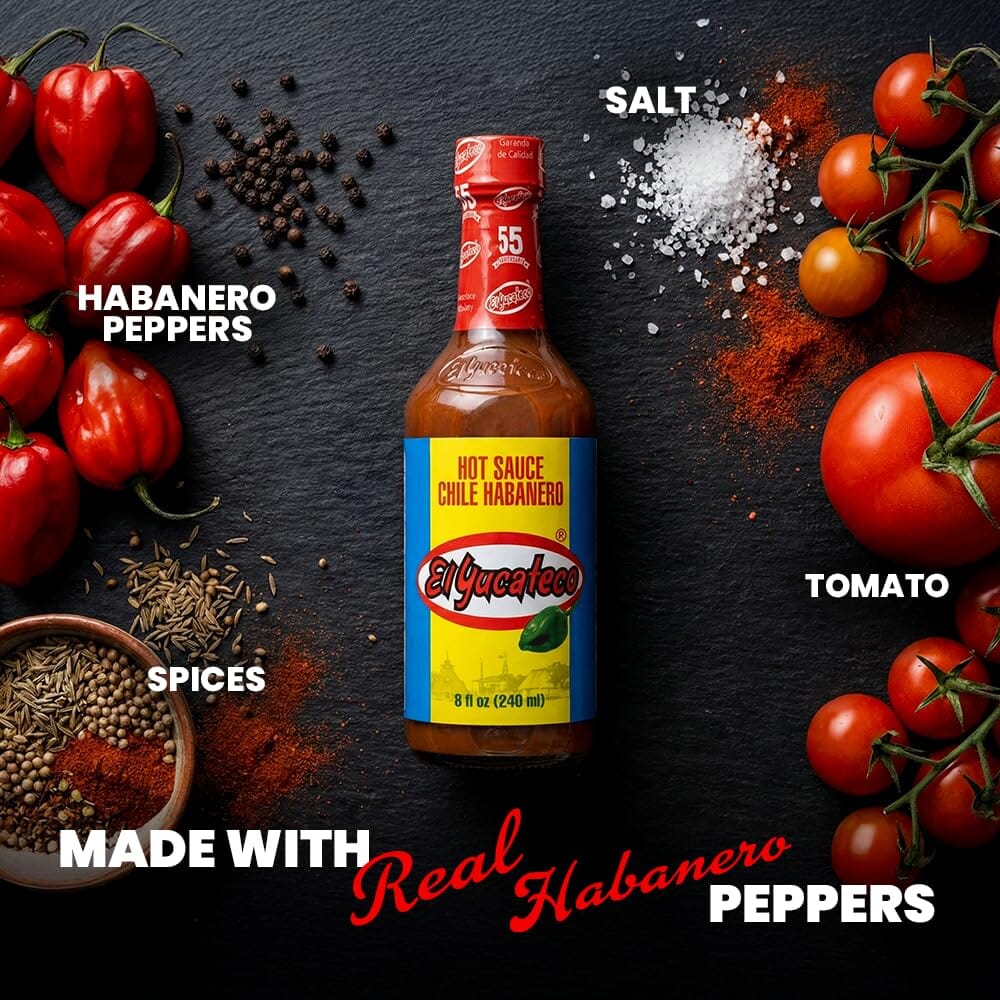 El Yucateco Red Habanero Hot Sauce, 8 Ounce El Yucateco 