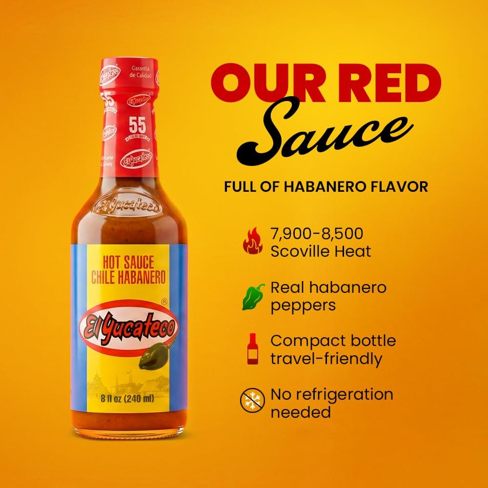 El Yucateco Red Habanero Hot Sauce, 8 Ounce El Yucateco 