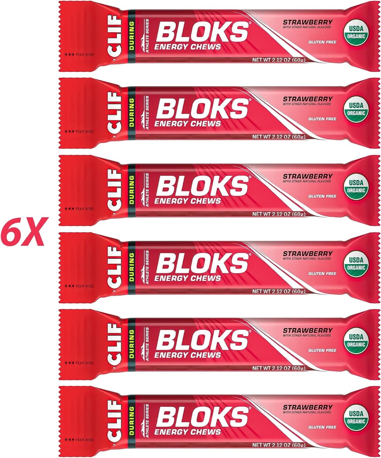 Energy Chews - Clif BLOKS - (Pack of 6) - Strawberry Flavor Clif Bar 