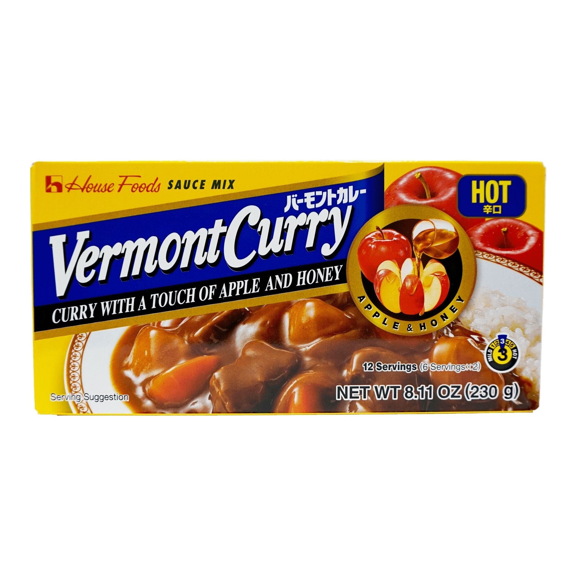 [EXPIRED] House Foods Vermont Curry, Touch of Apple & Honey, Hot, 230 Gm JFC 