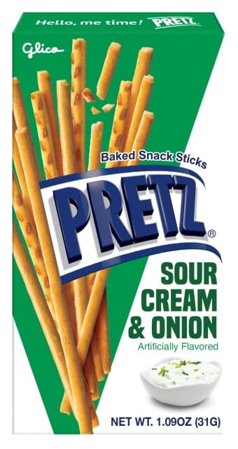 Glico Pretz Pretzel Biscuit Sticks Variety Pack, 4 Classic Flavors (Pizza, Spicy Barbeque, Sour Cream & Onion, Sweet Corn) 1.09 Ounce Each, Pack of 4 Snackathon 