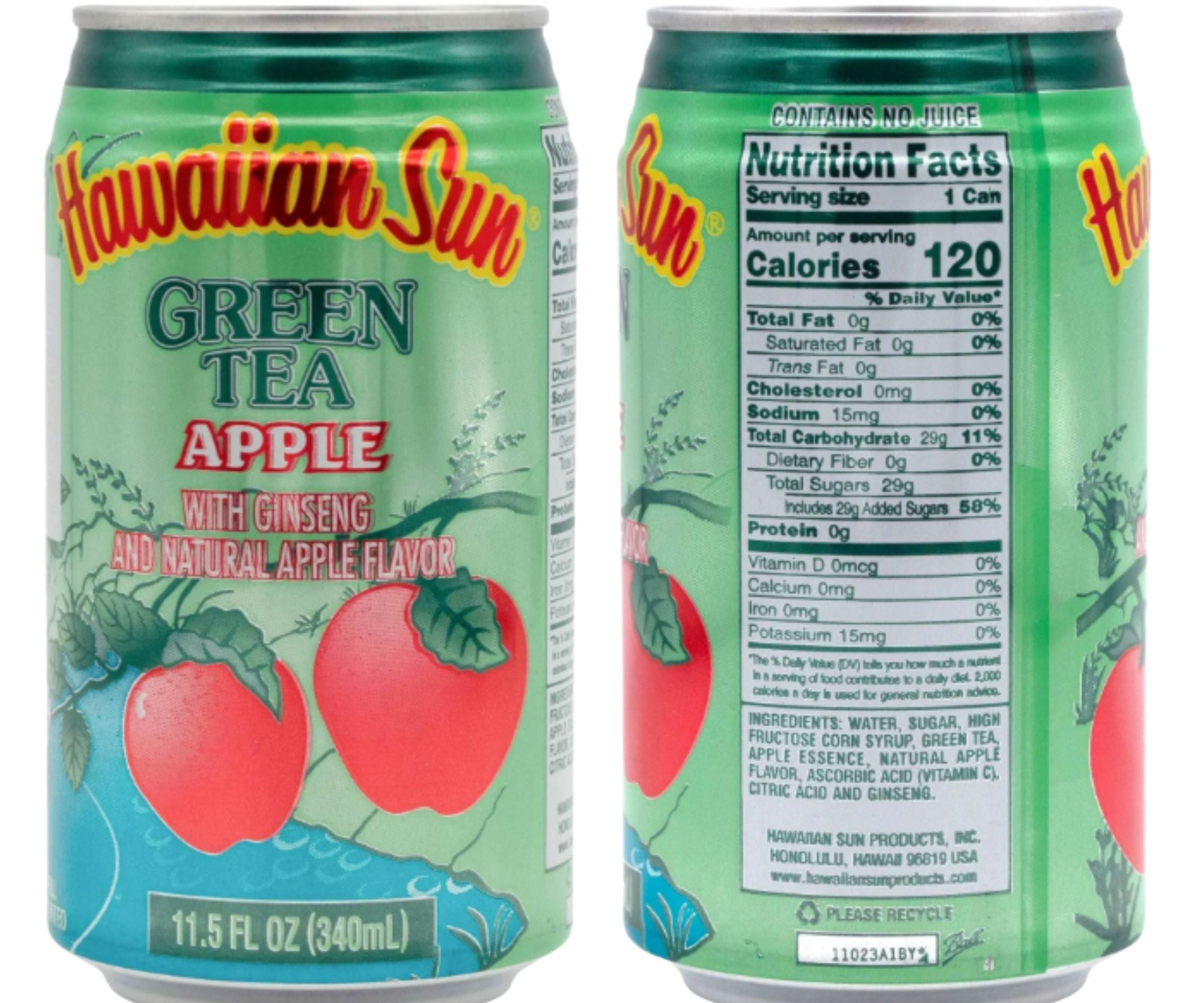 Hawaiian Sun Drink, Green Tea Apple, 11.5 Fl Oz Pack of 6 Hawaiian Sun 11.5 Fluid Ounce 